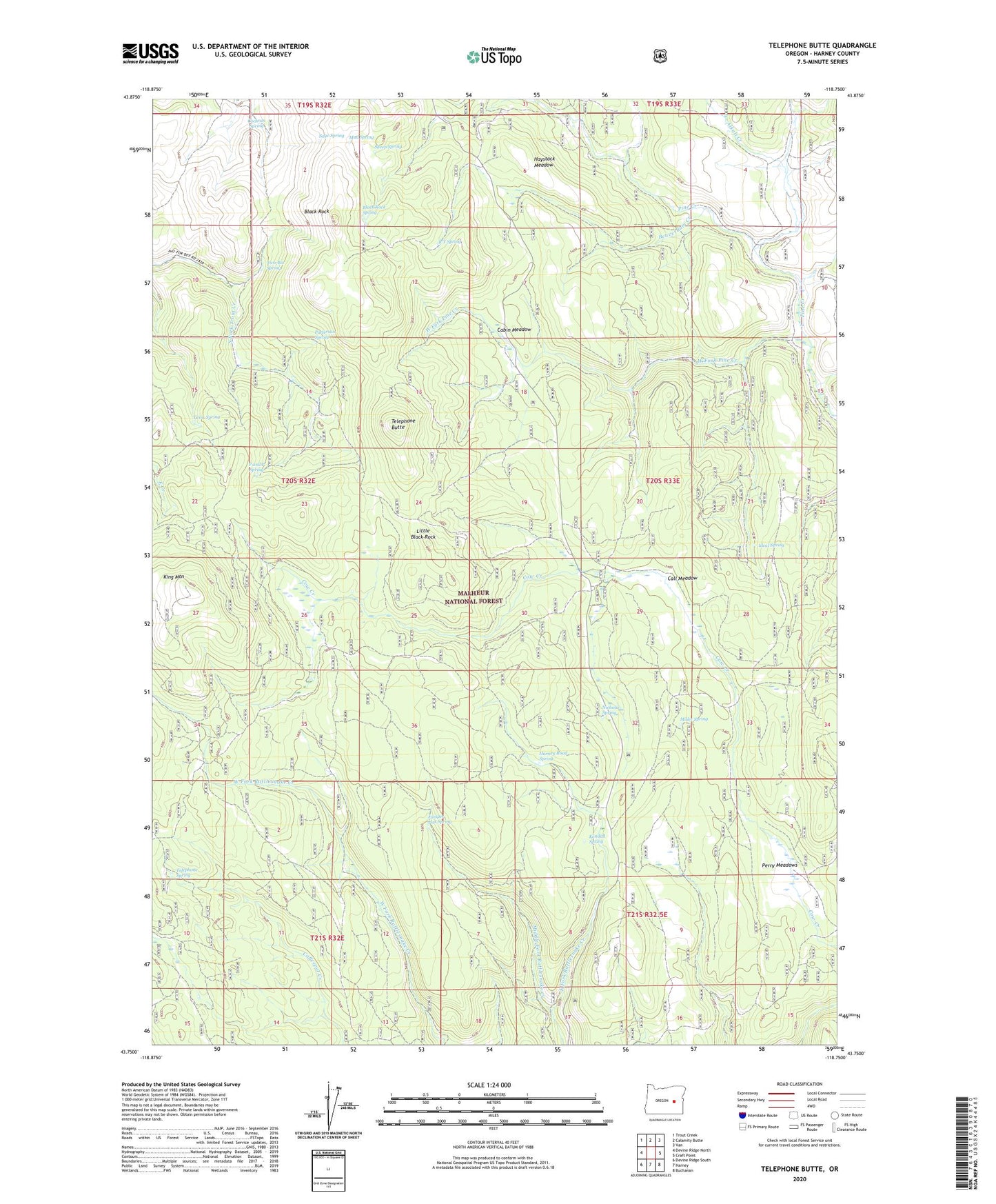 Telephone Butte Oregon US Topo Map Image