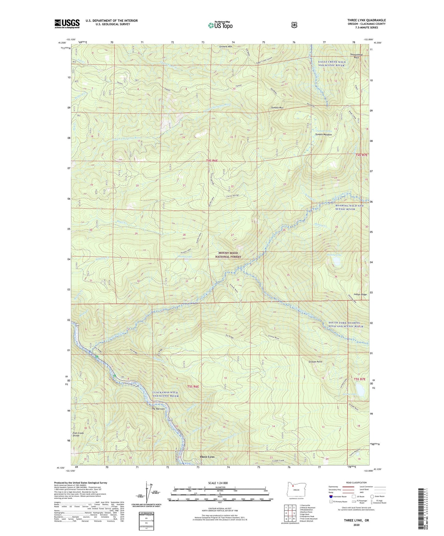 Three Lynx Oregon US Topo Map Image