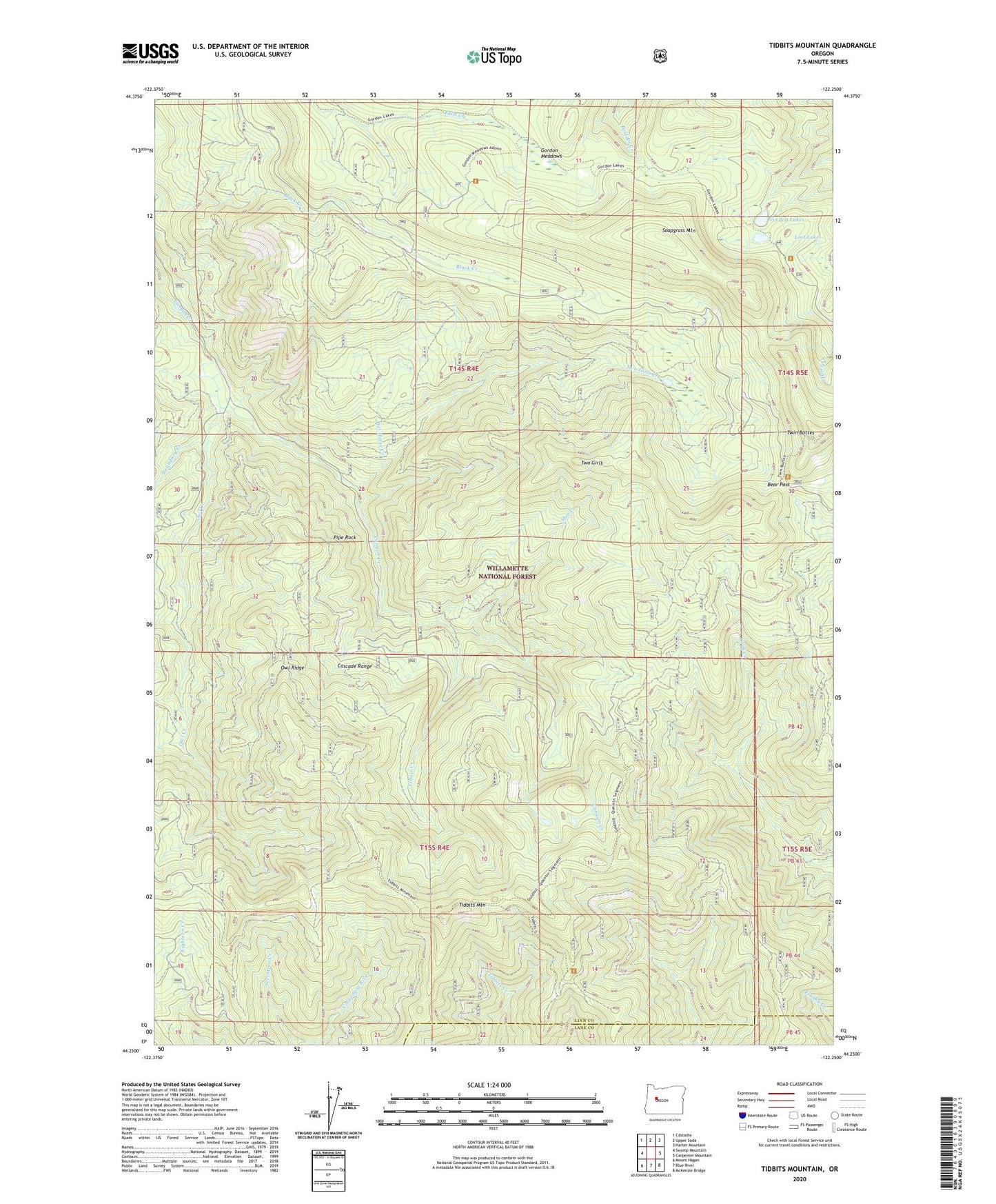 Tidbits Mountain Oregon US Topo Map Image