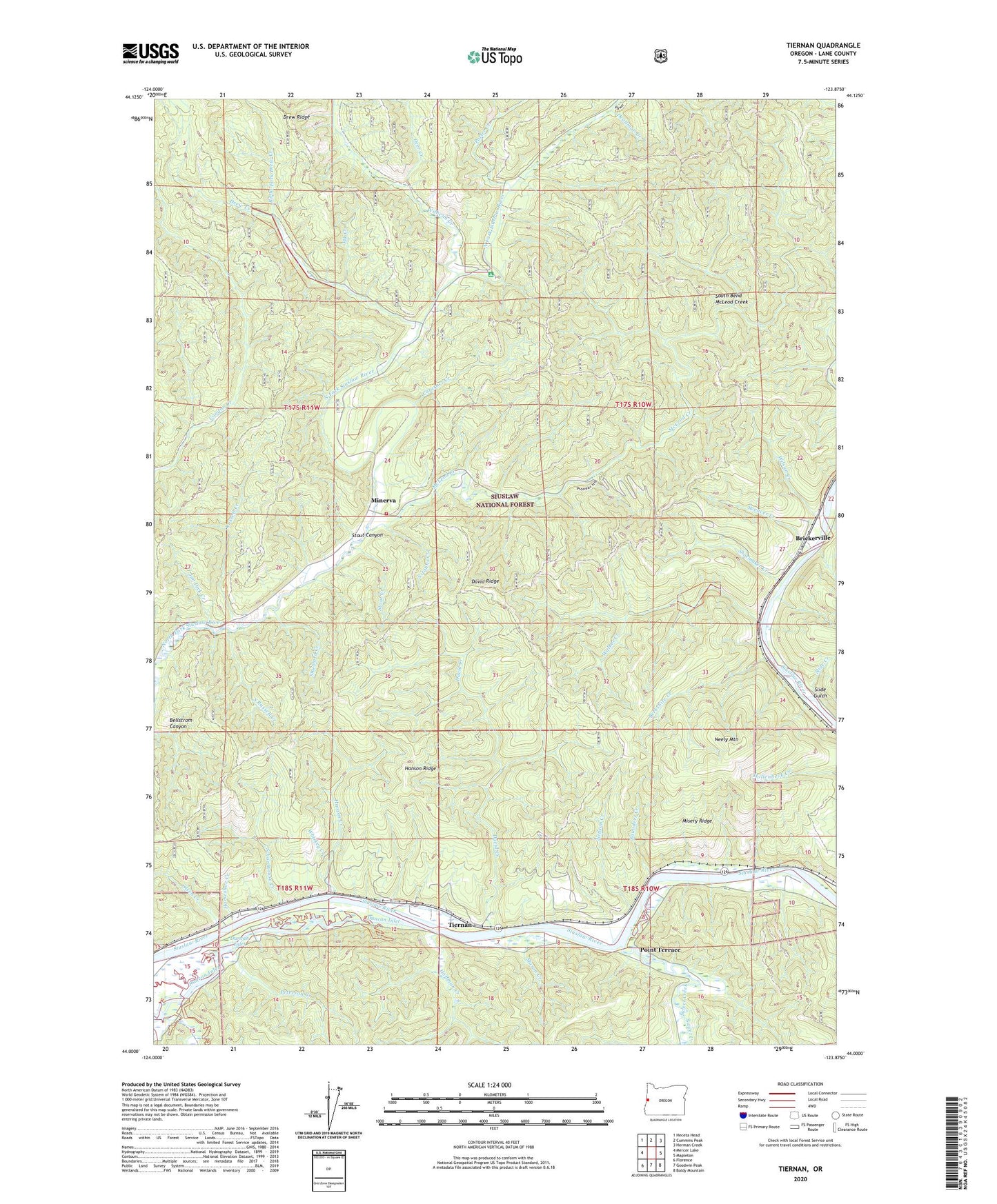 Tiernan Oregon US Topo Map Image