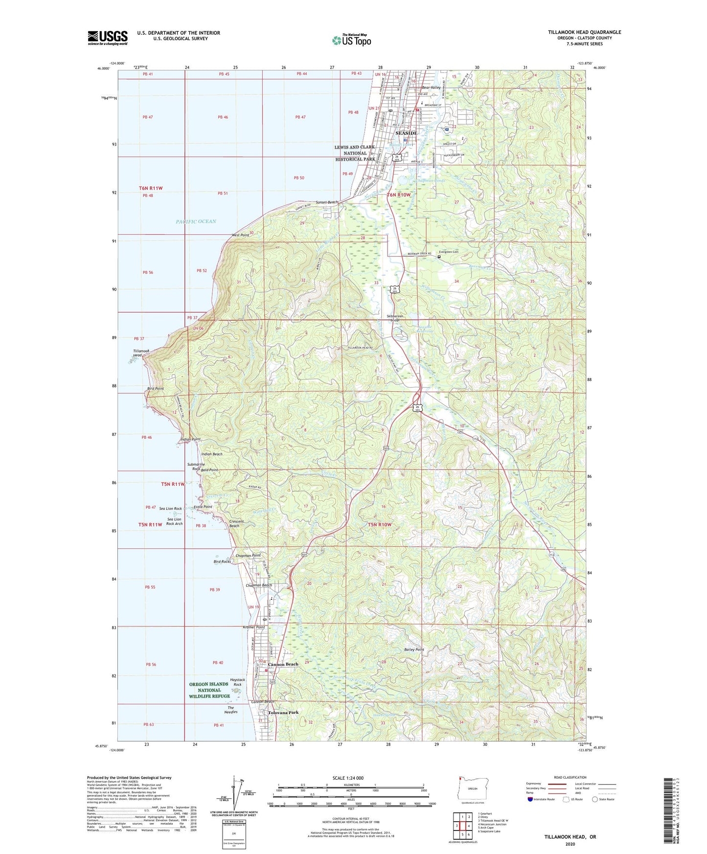 Tillamook Head Oregon US Topo Map Image