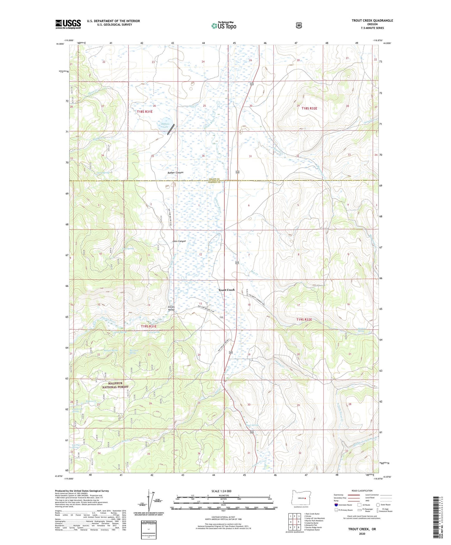 Trout Creek Oregon US Topo Map Image