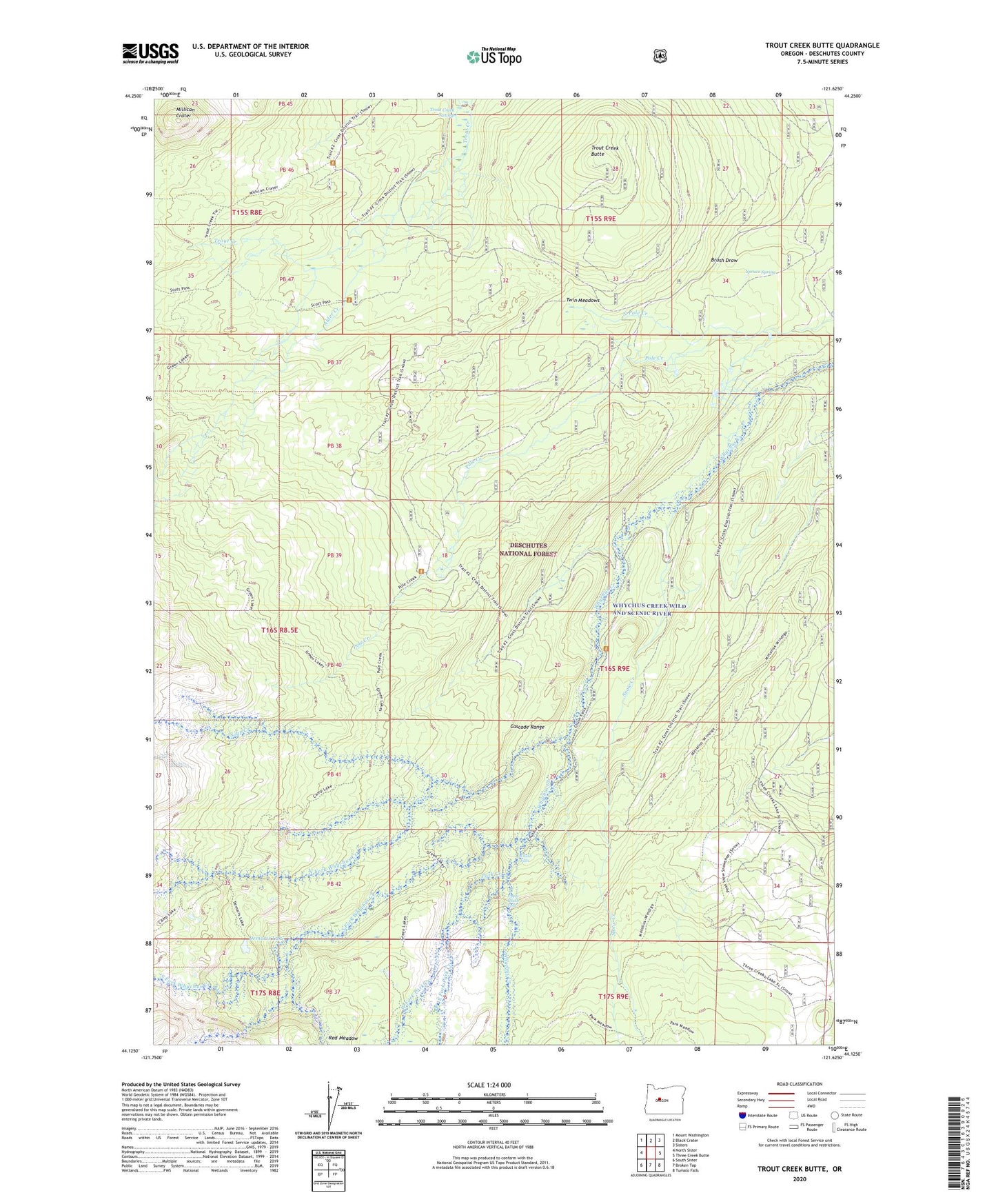 Trout Creek Butte Oregon US Topo Map Image
