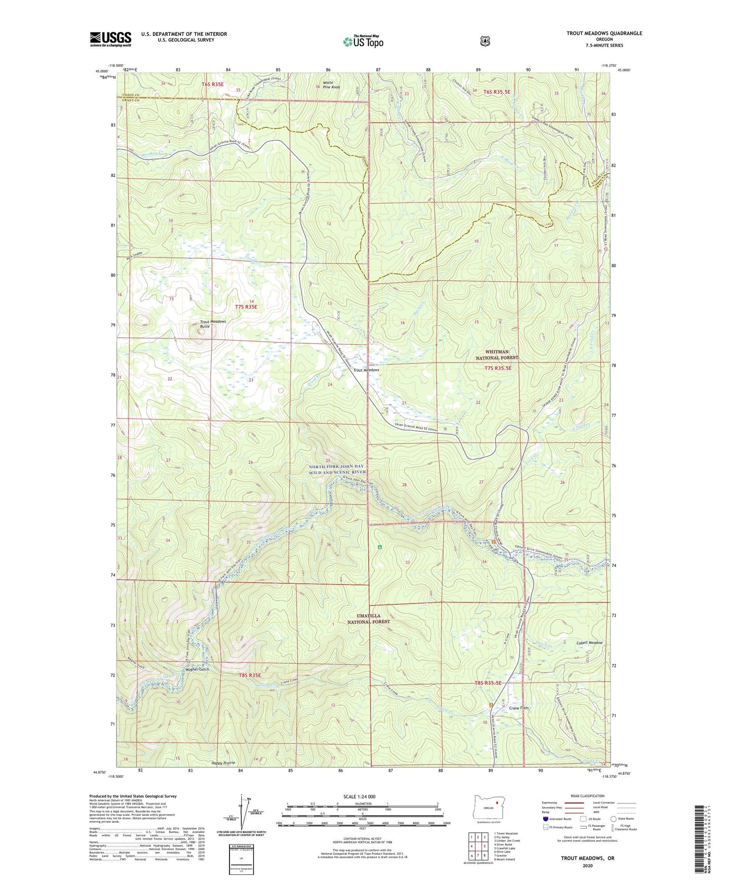 Trout Meadows Oregon US Topo Map Image