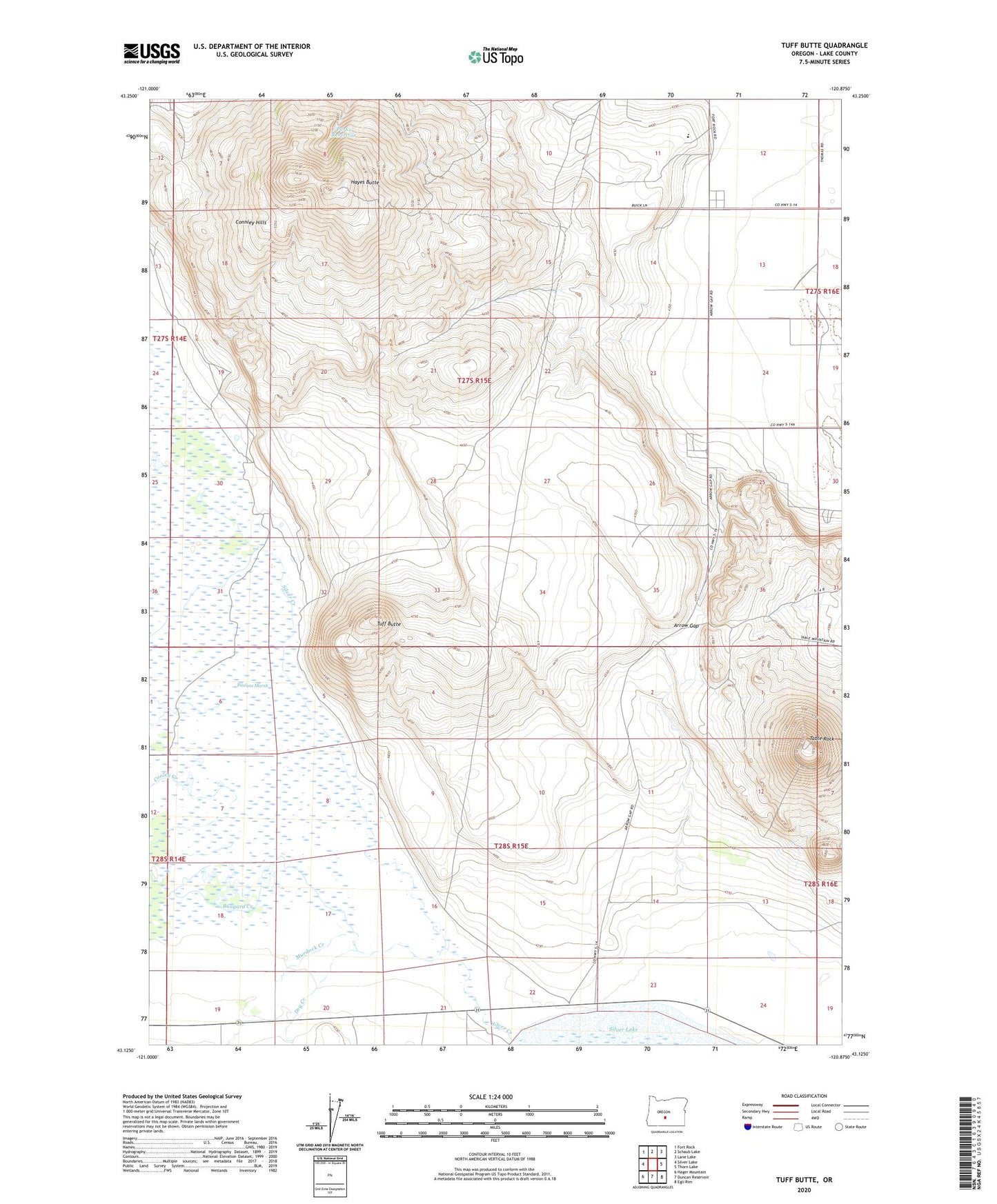 Tuff Butte Oregon US Topo Map Image