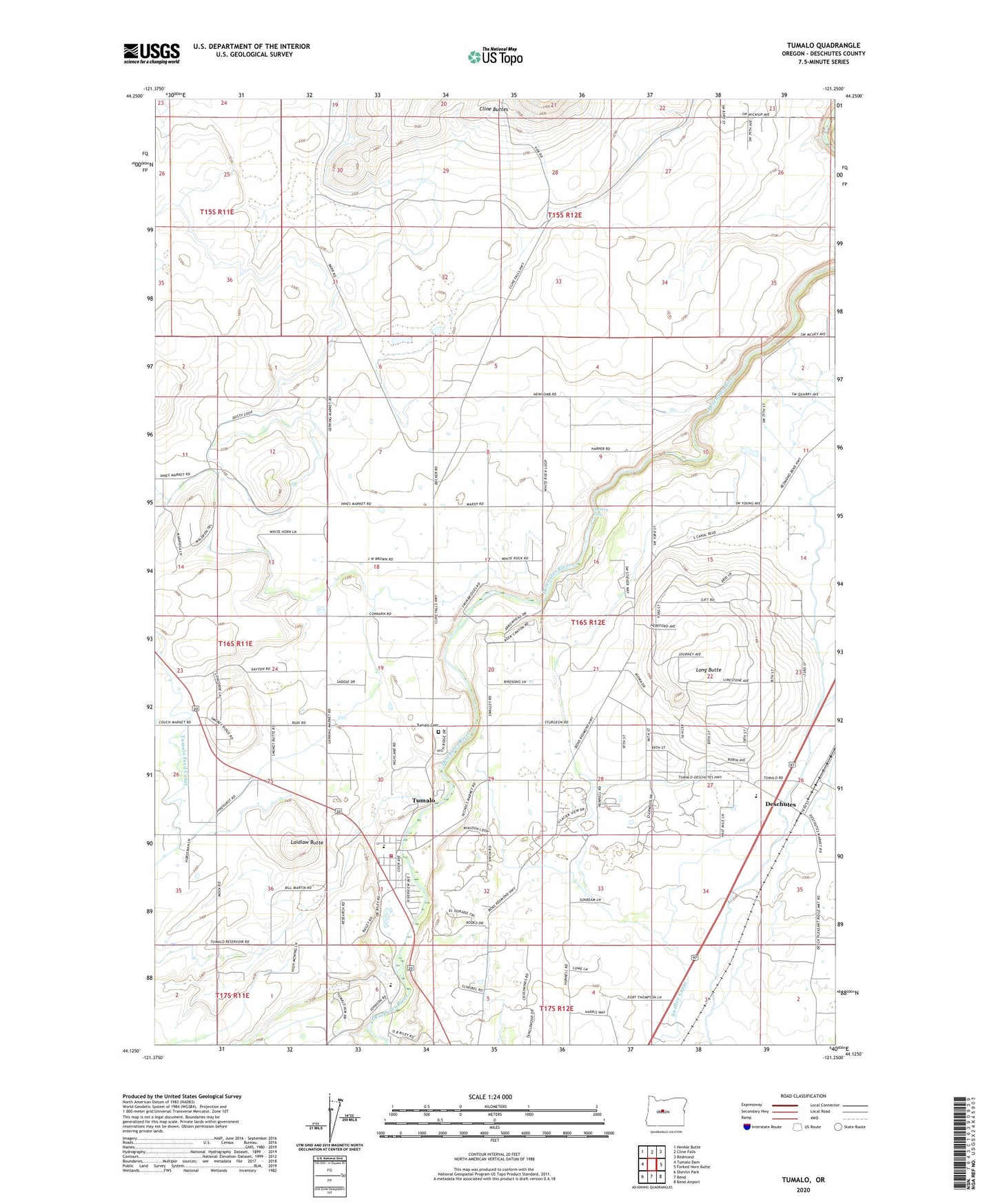 Tumalo Oregon US Topo Map Image
