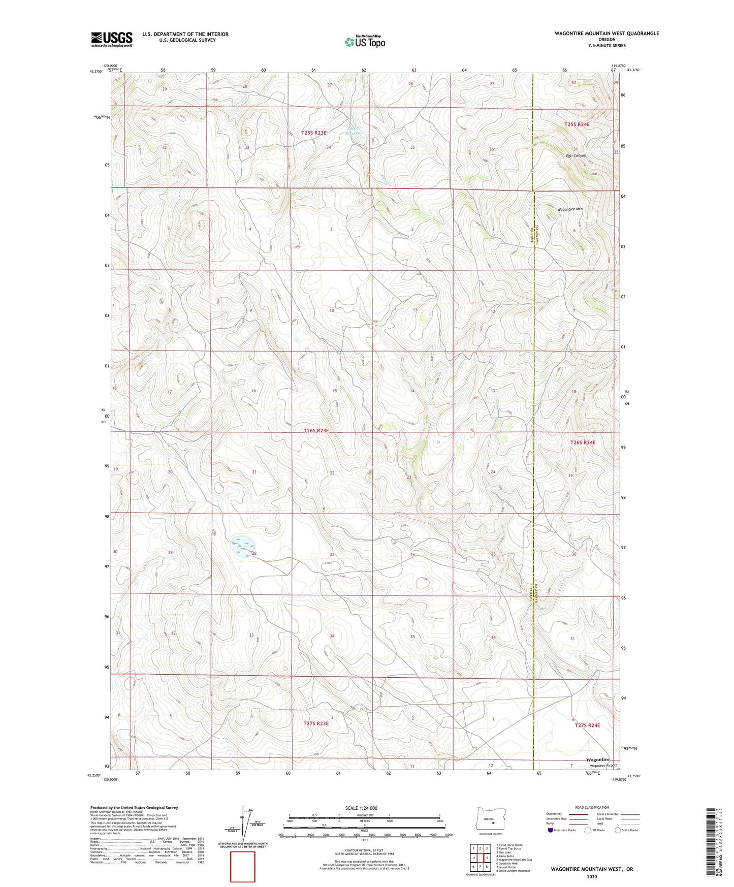 Wagontire Mountain West Oregon US Topo Map Image