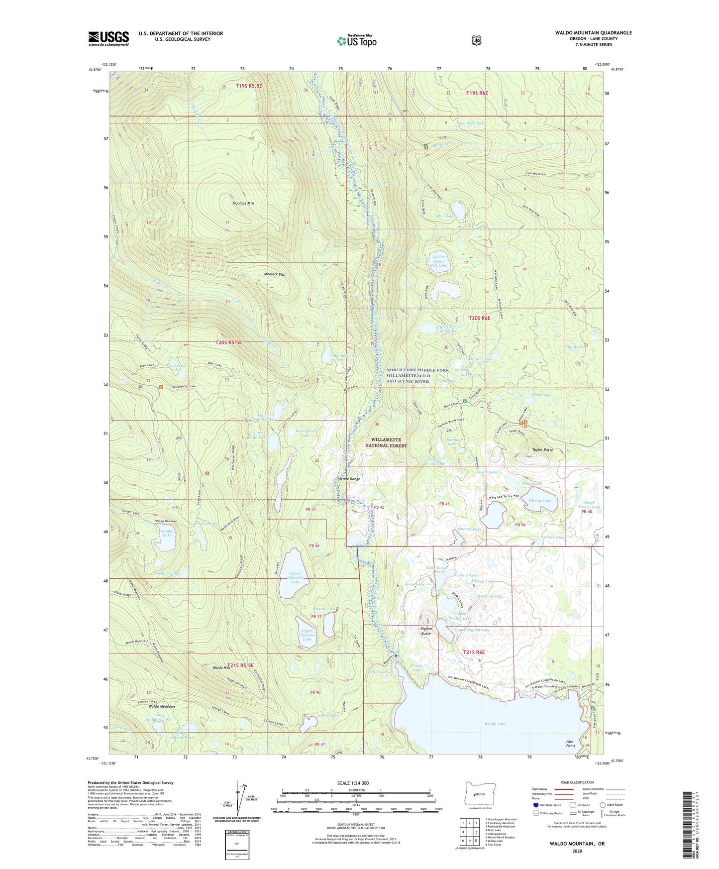 Waldo Mountain Oregon US Topo Map Image