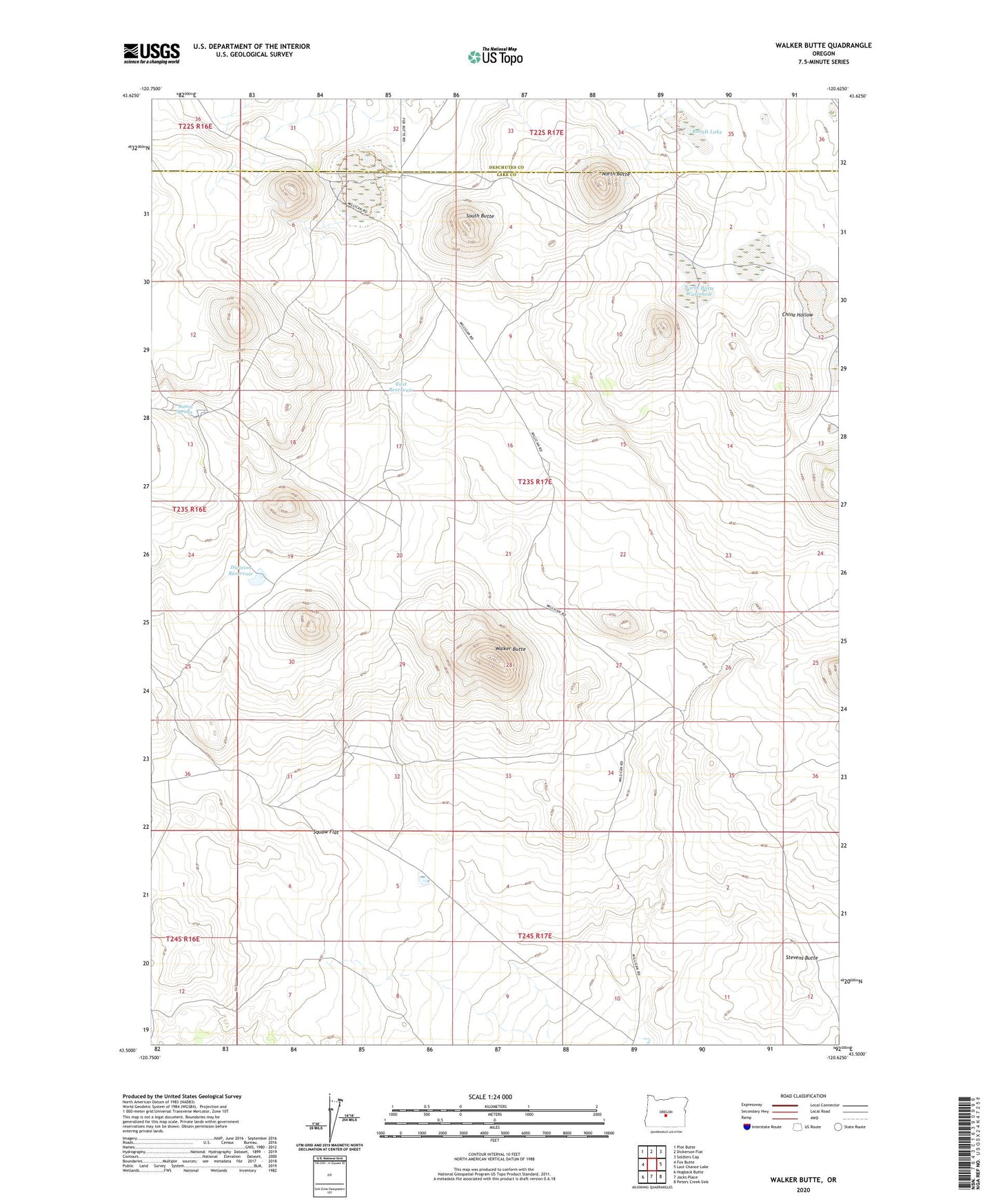Walker Butte Oregon US Topo Map Image