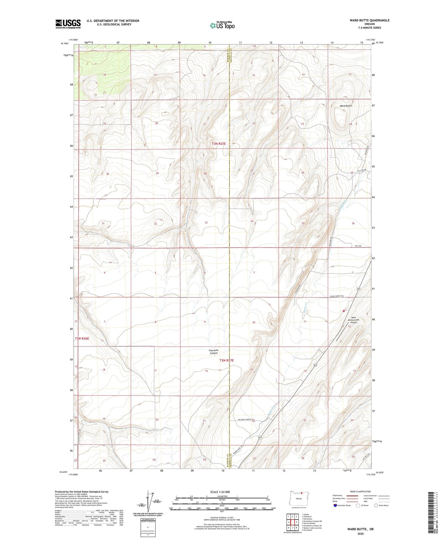 Ward Butte Oregon US Topo Map Image