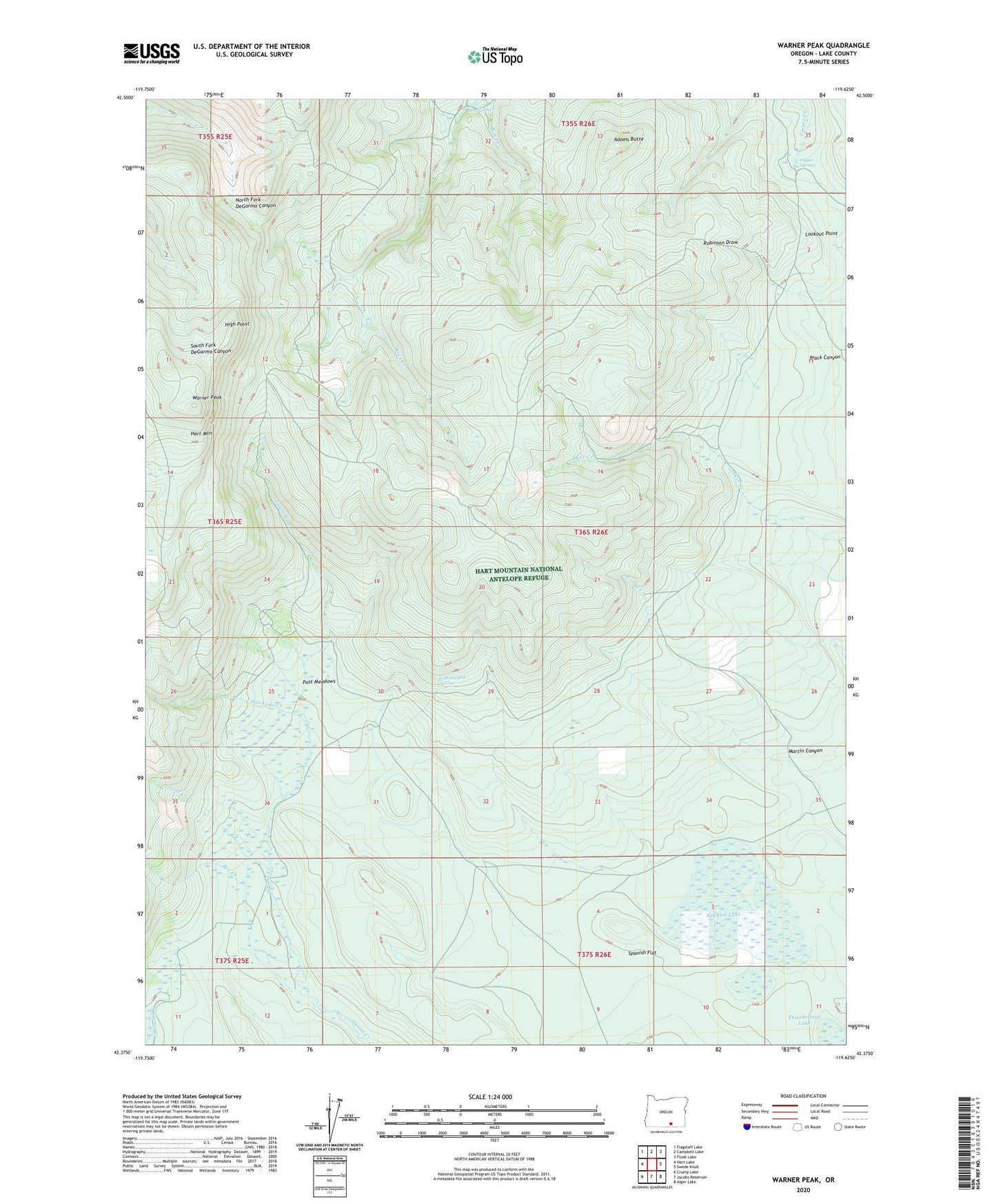 Warner Peak Oregon US Topo Map Image