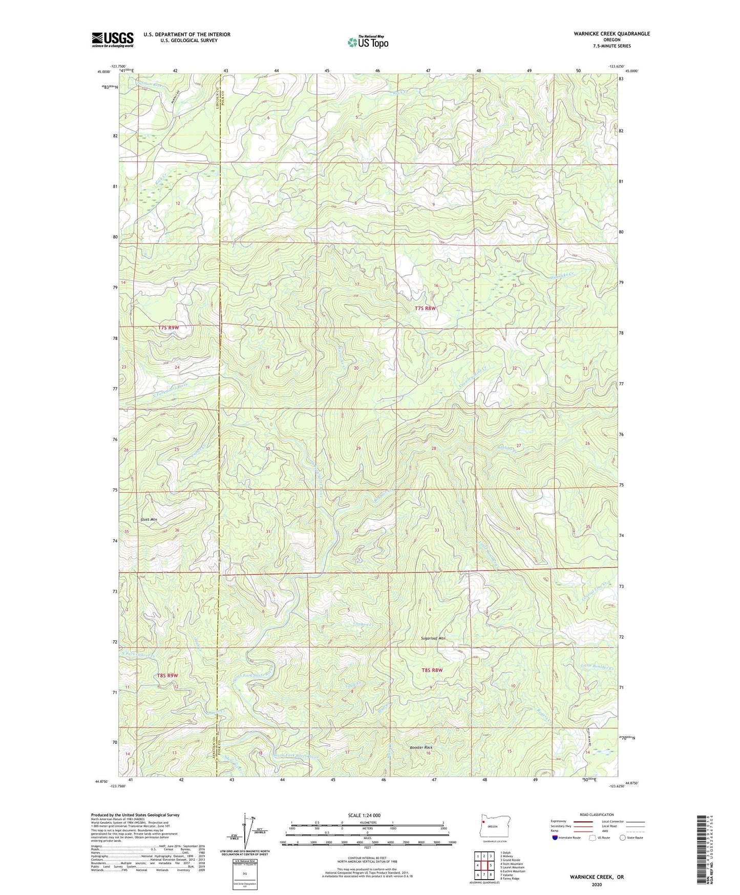 Warnicke Creek Oregon US Topo Map Image