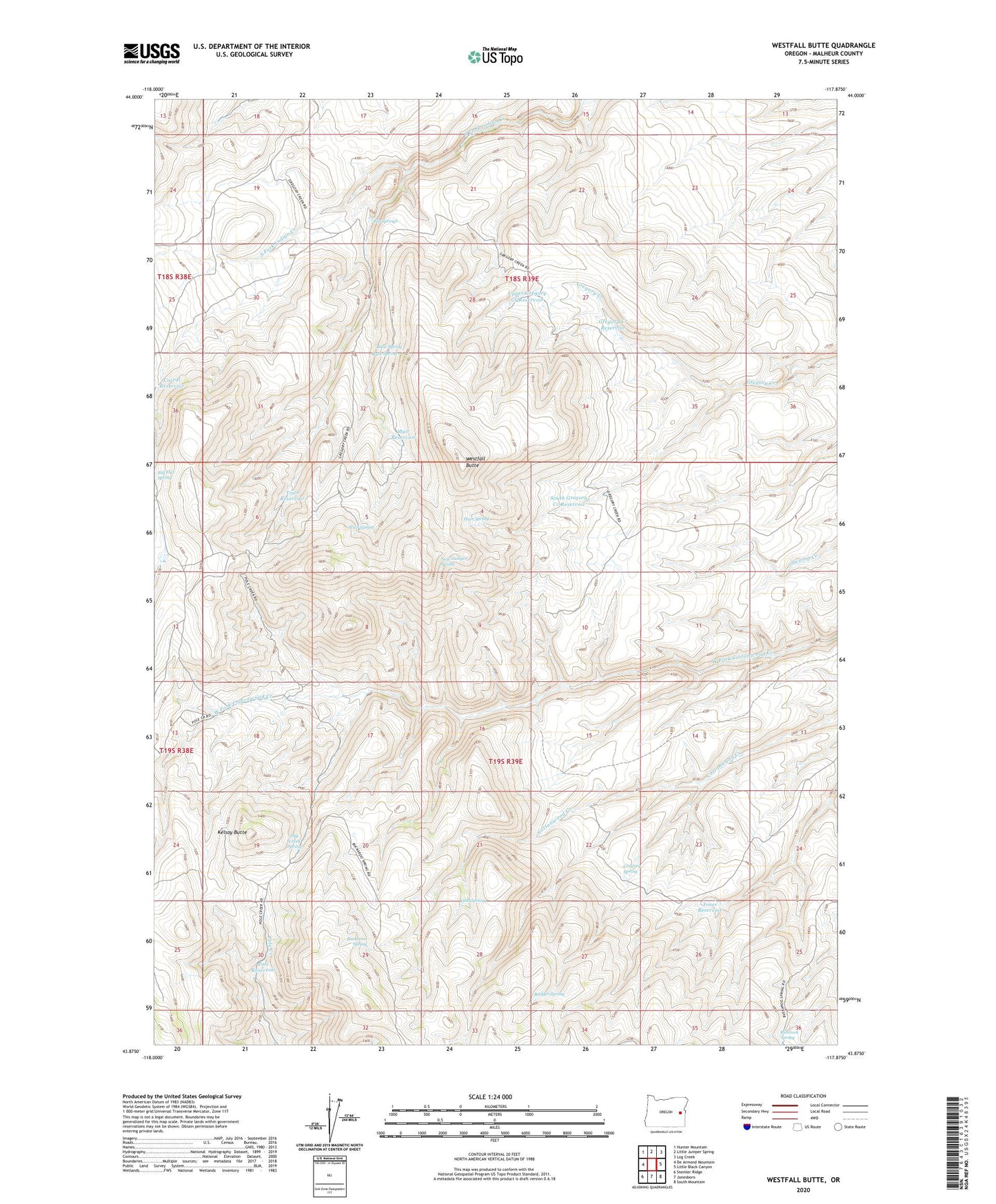 Westfall Butte Oregon US Topo Map Image