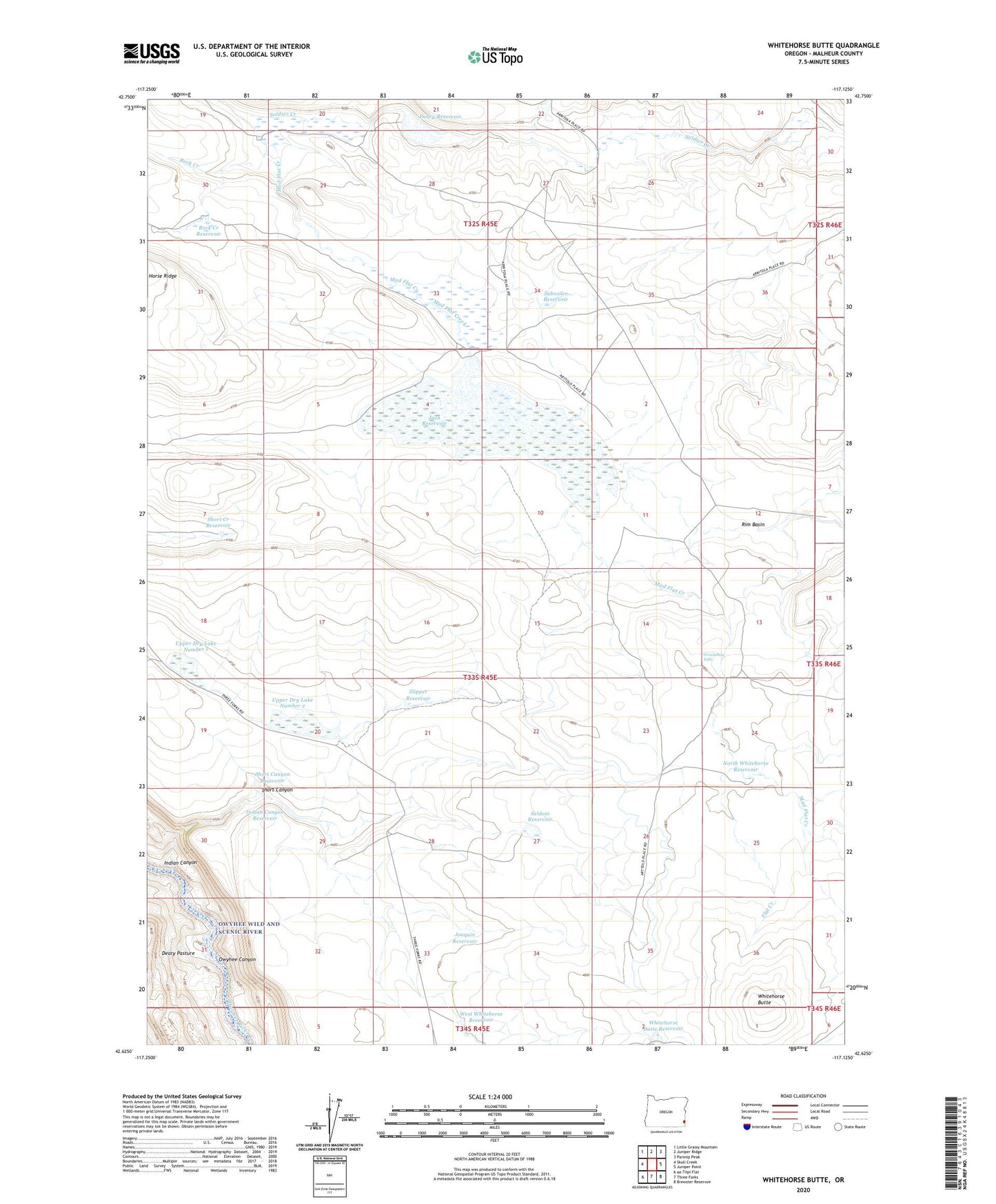 Whitehorse Butte Oregon US Topo Map Image