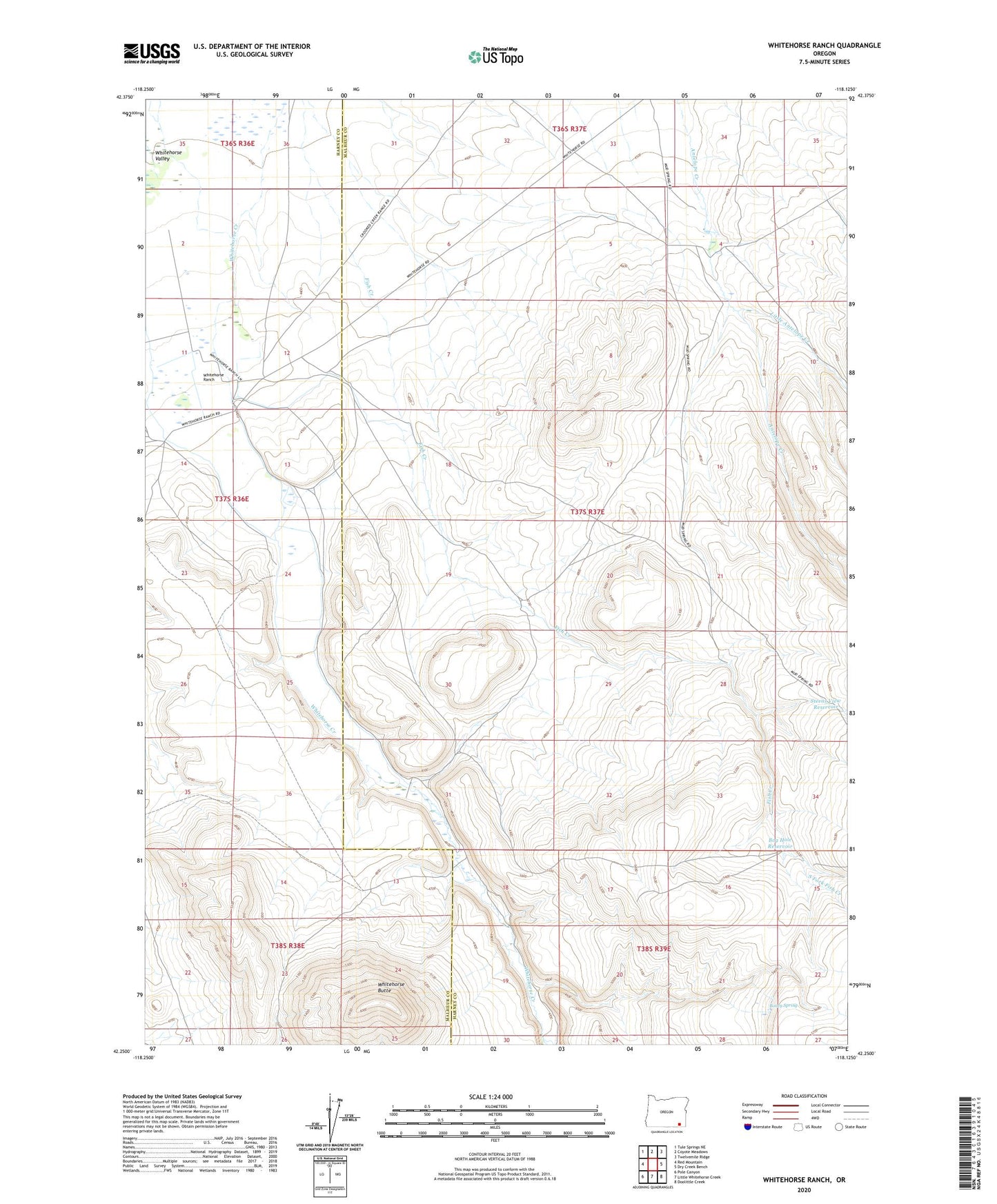 Whitehorse Ranch Oregon US Topo Map Image