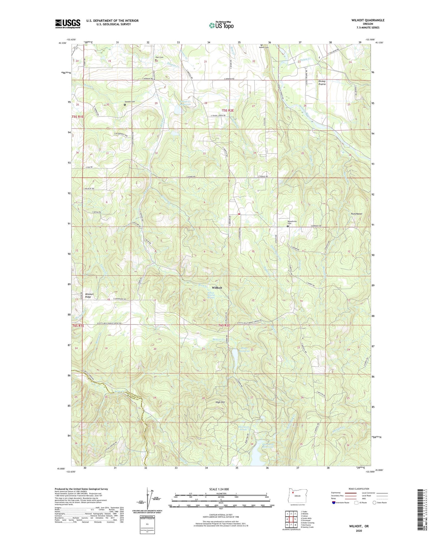 Wilhoit Oregon US Topo Map Image