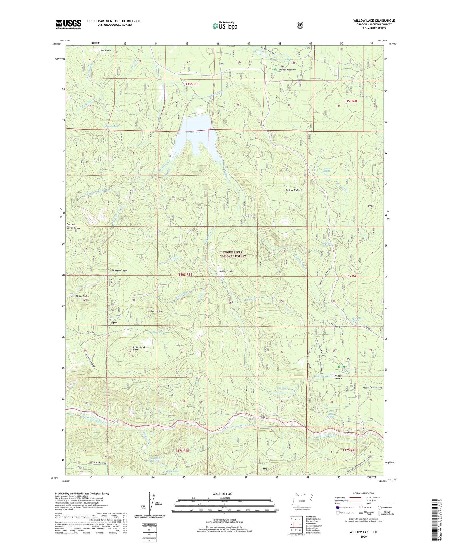 Willow Lake Oregon US Topo Map Image