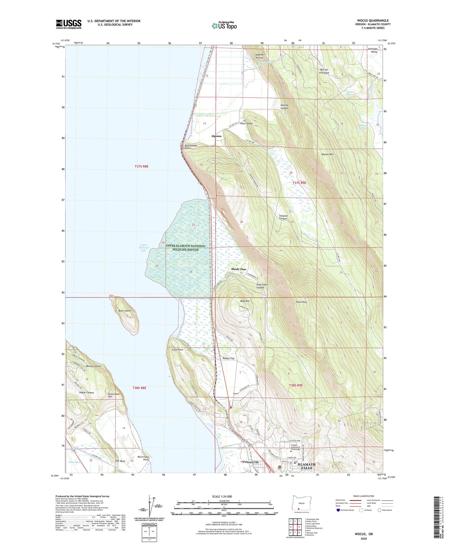 Wocus Oregon US Topo Map Image