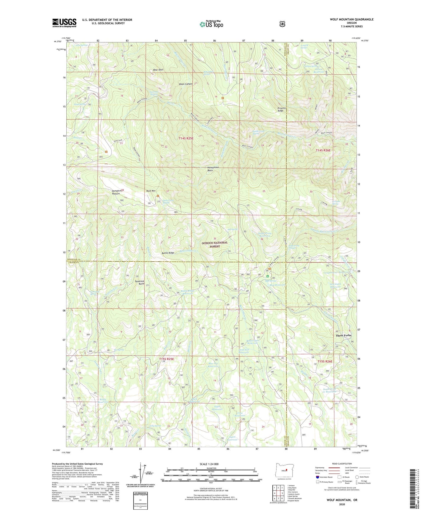 Wolf Mountain Oregon US Topo Map Image