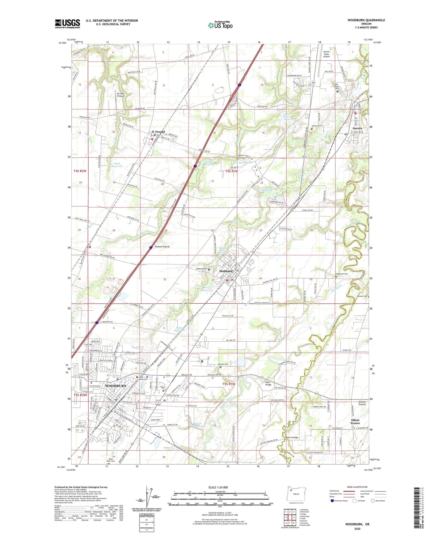 Woodburn Oregon US Topo Map Image
