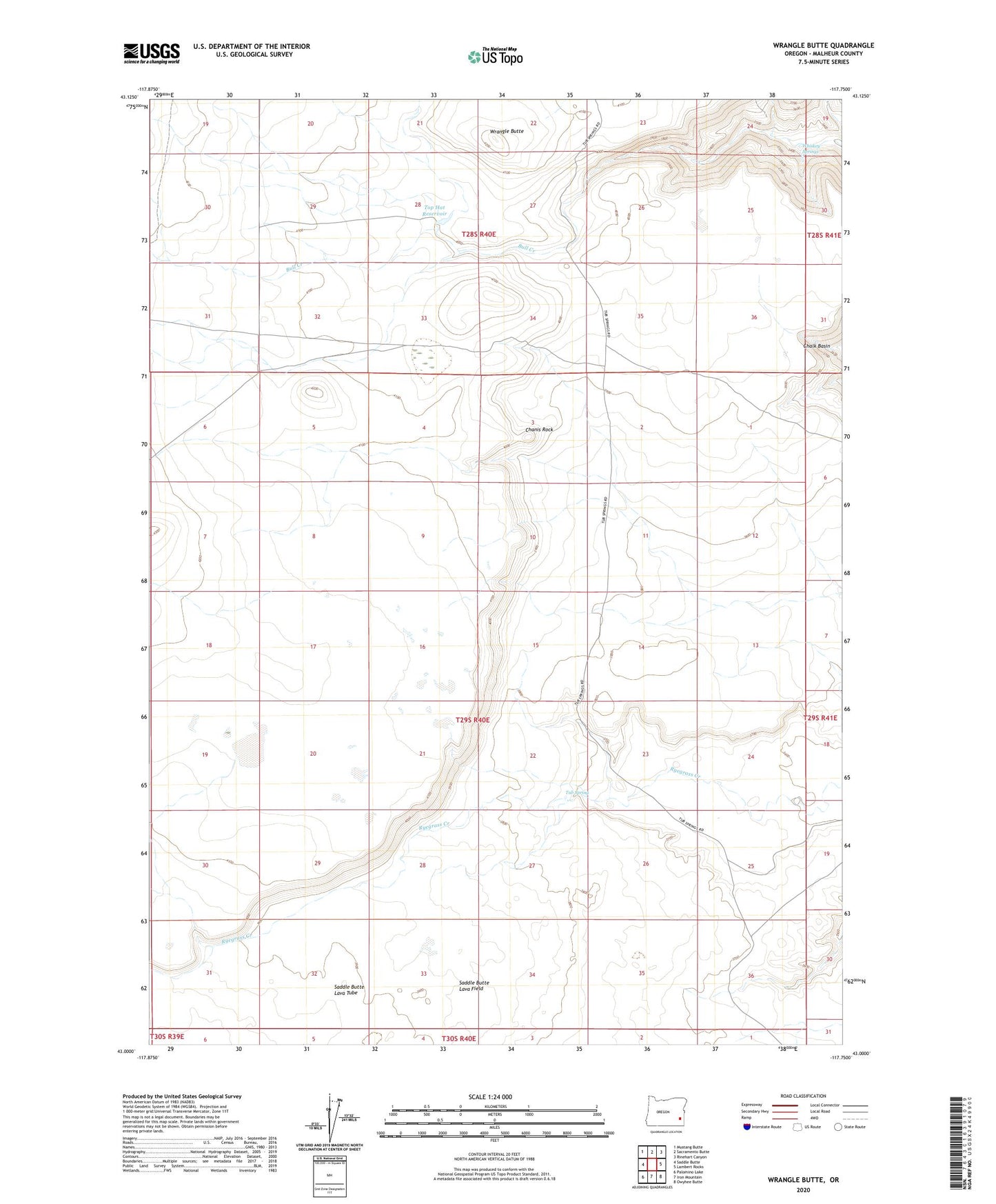 Wrangle Butte Oregon US Topo Map Image