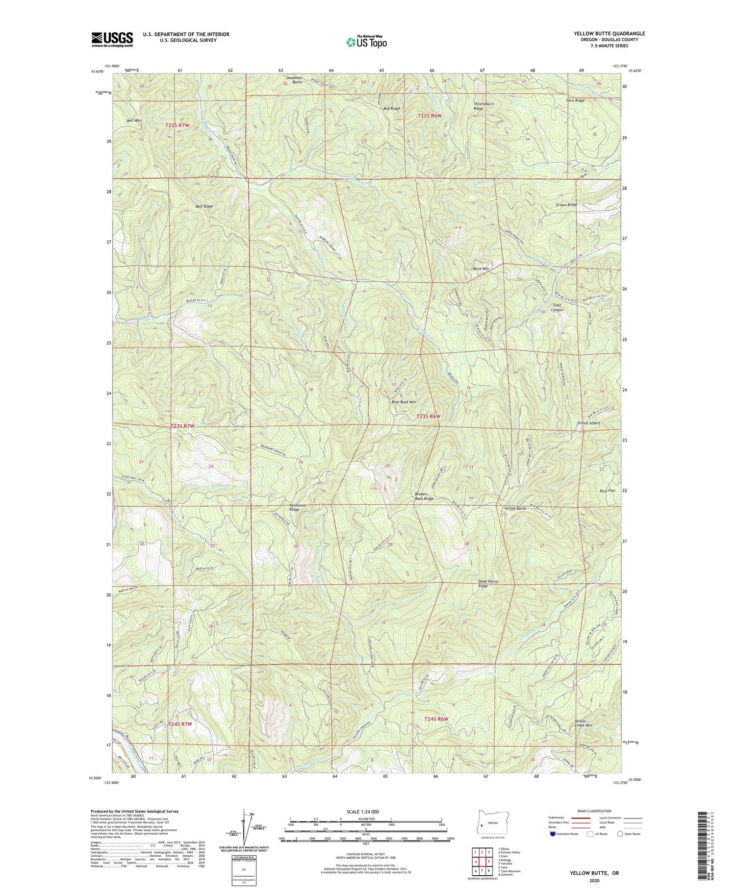 Yellow Butte Oregon US Topo Map Image