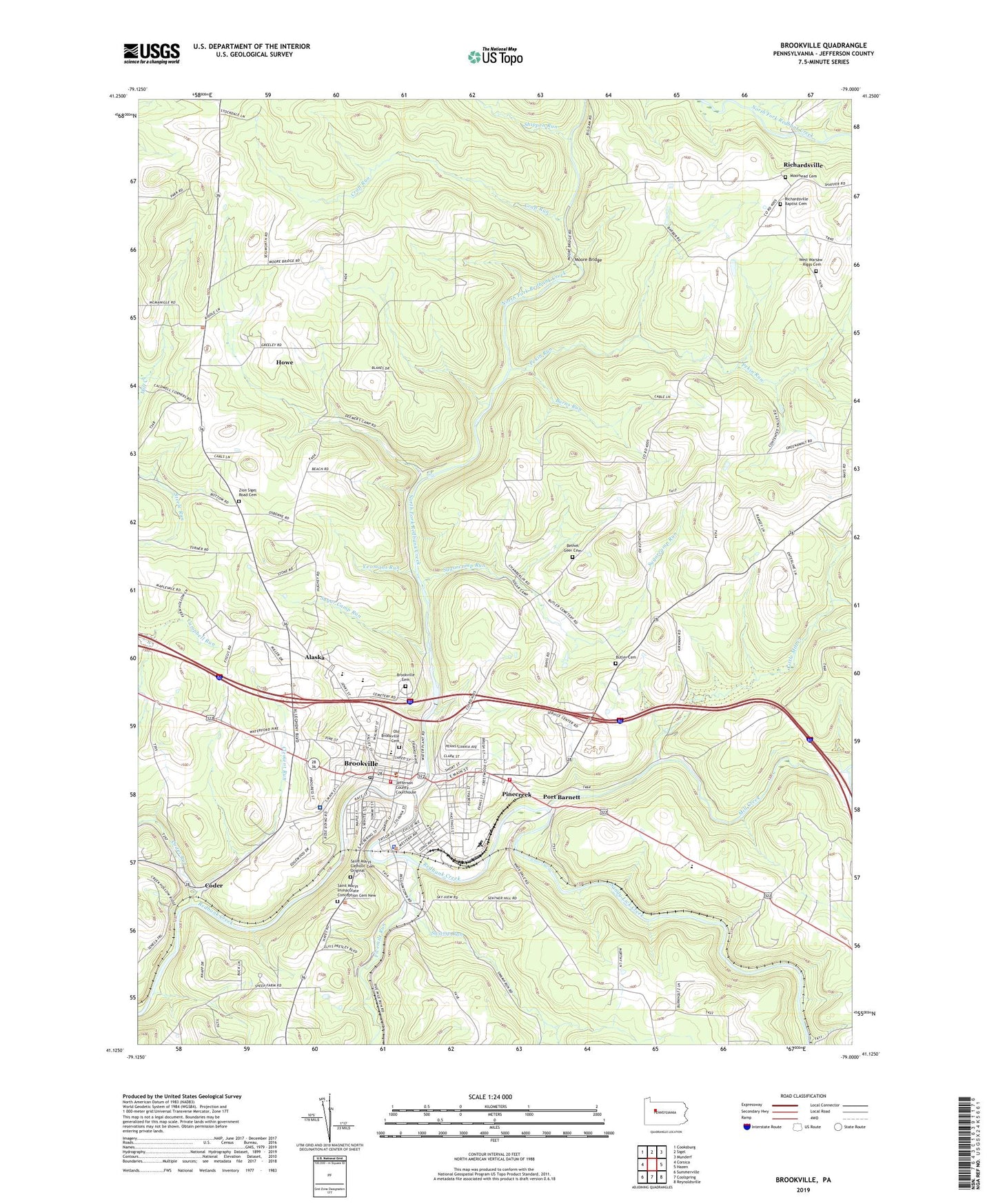 Brookville Pennsylvania US Topo Map Image