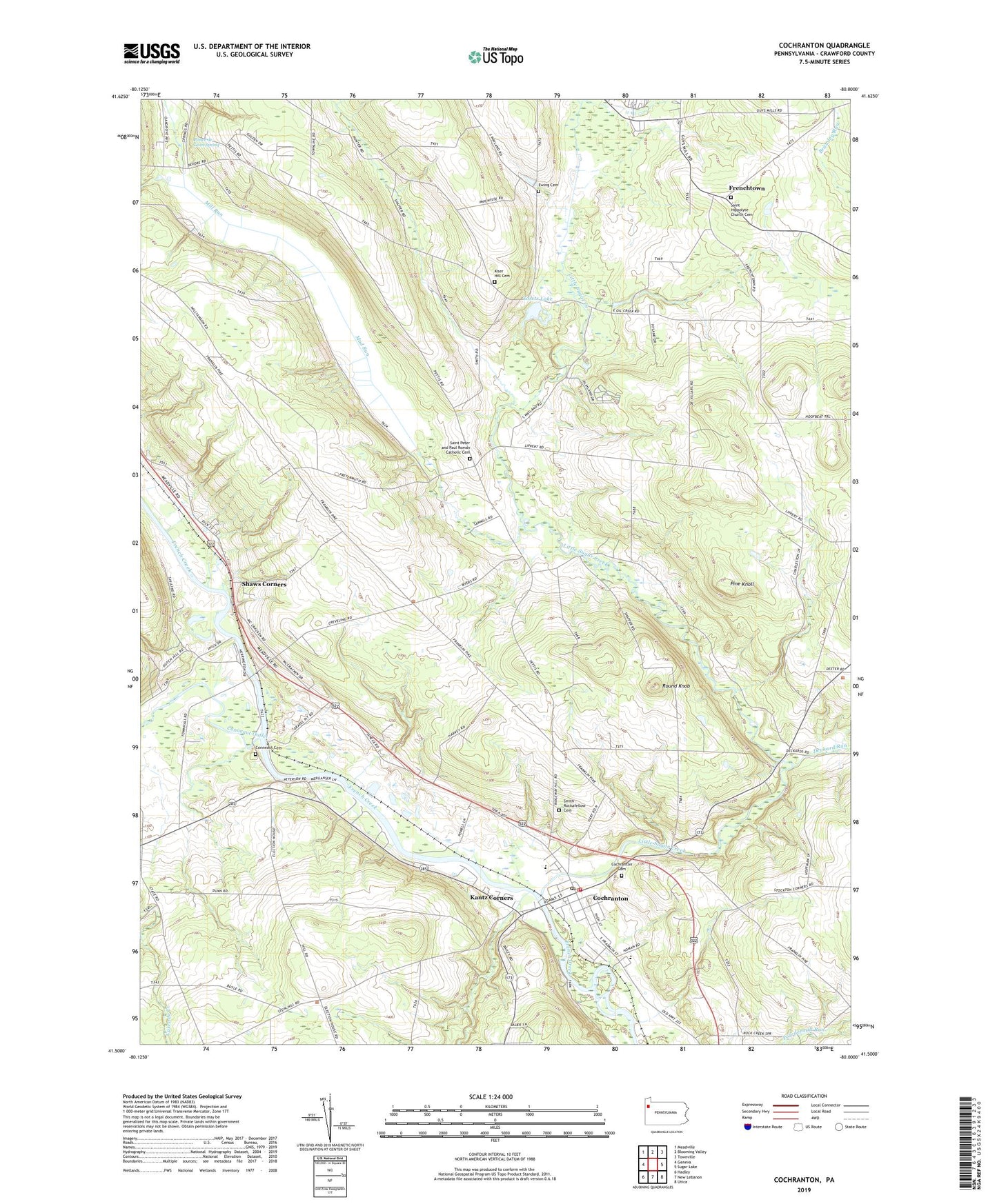 Cochranton Pennsylvania US Topo Map Image