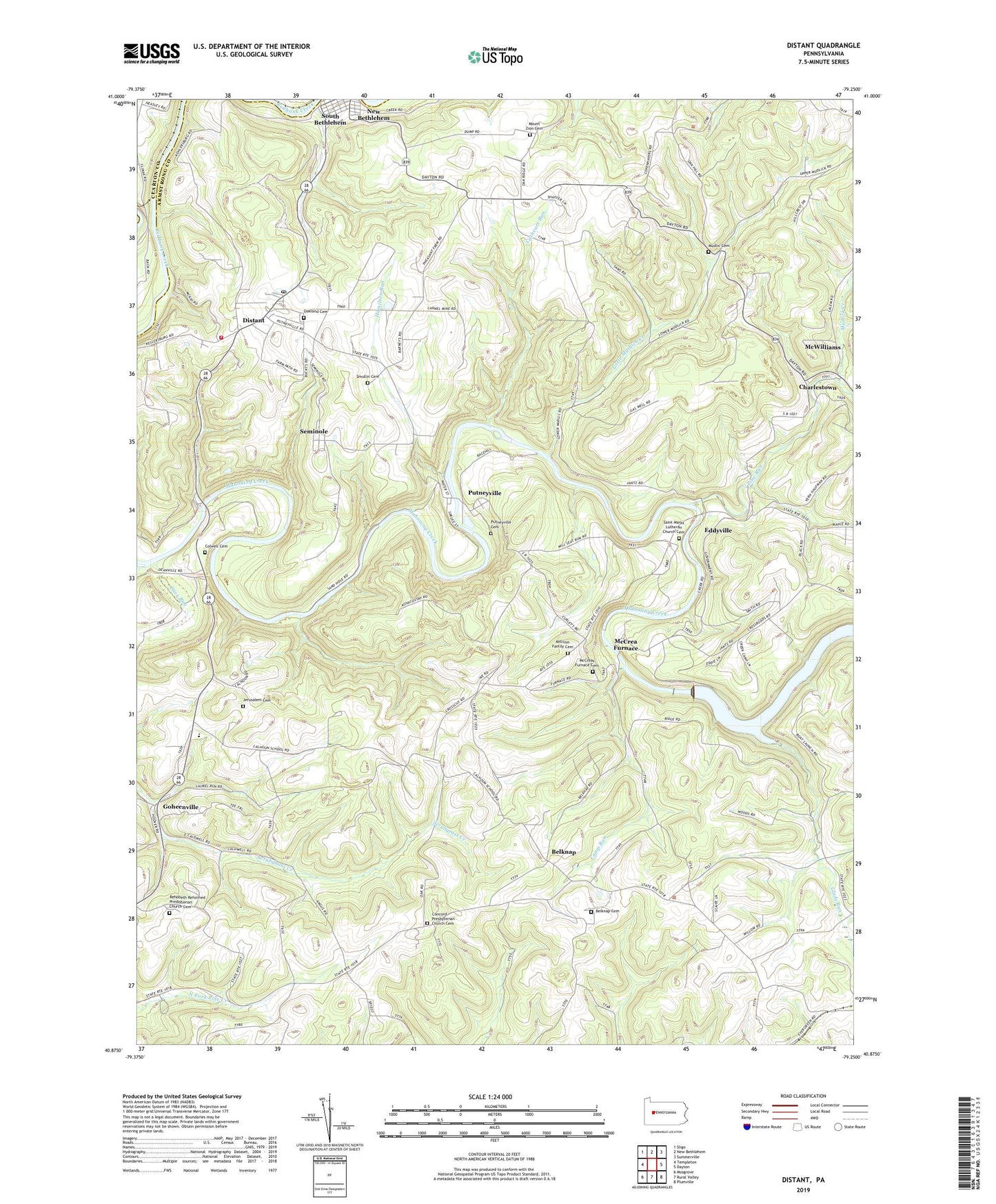 Distant Pennsylvania US Topo Map Image