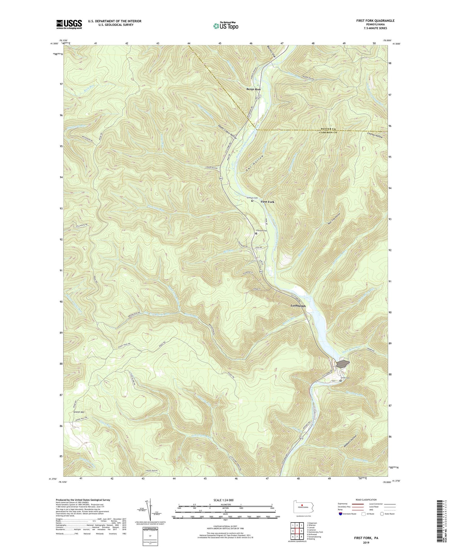First Fork Pennsylvania US Topo Map Image