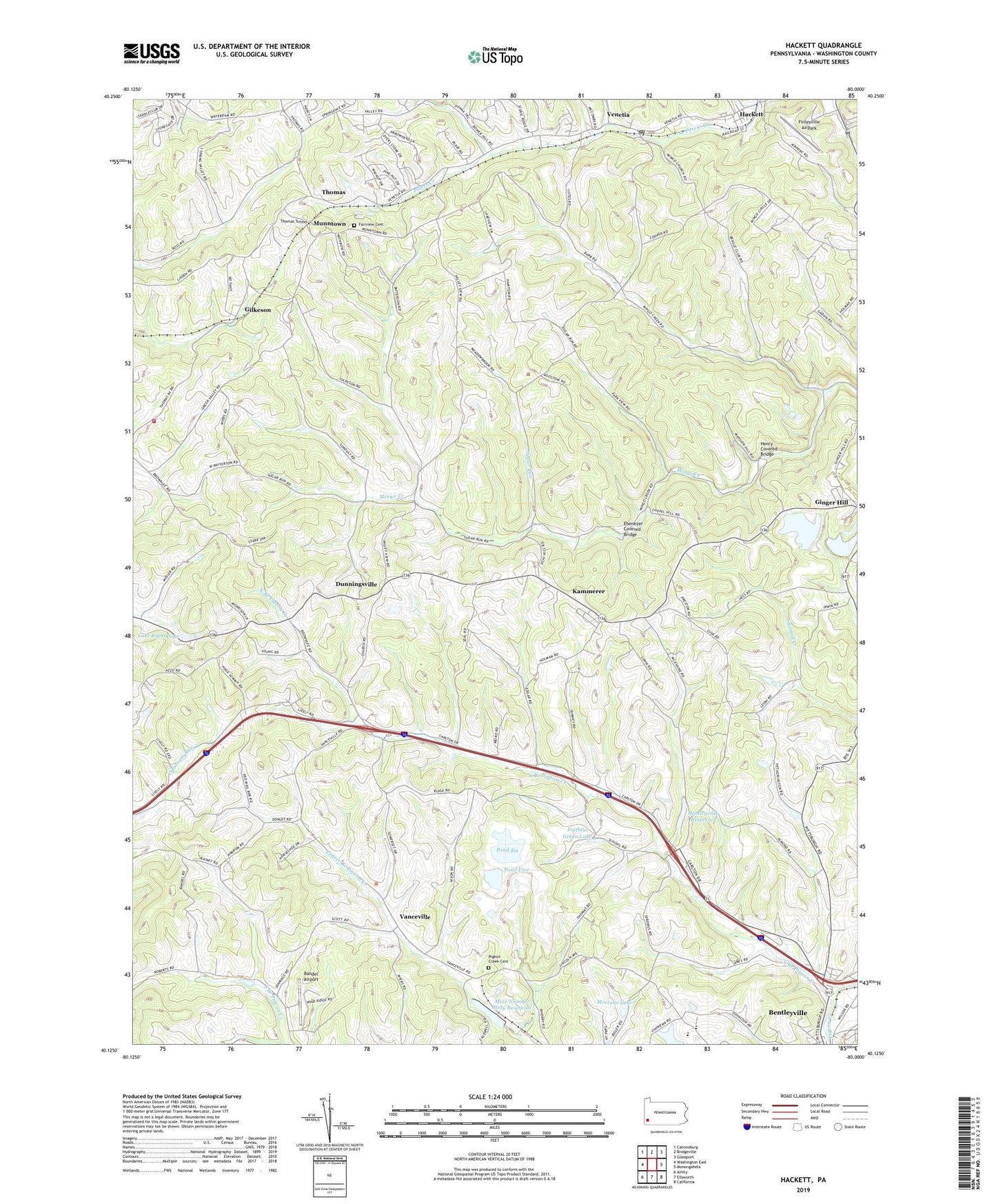 Hackett Pennsylvania US Topo Map Image