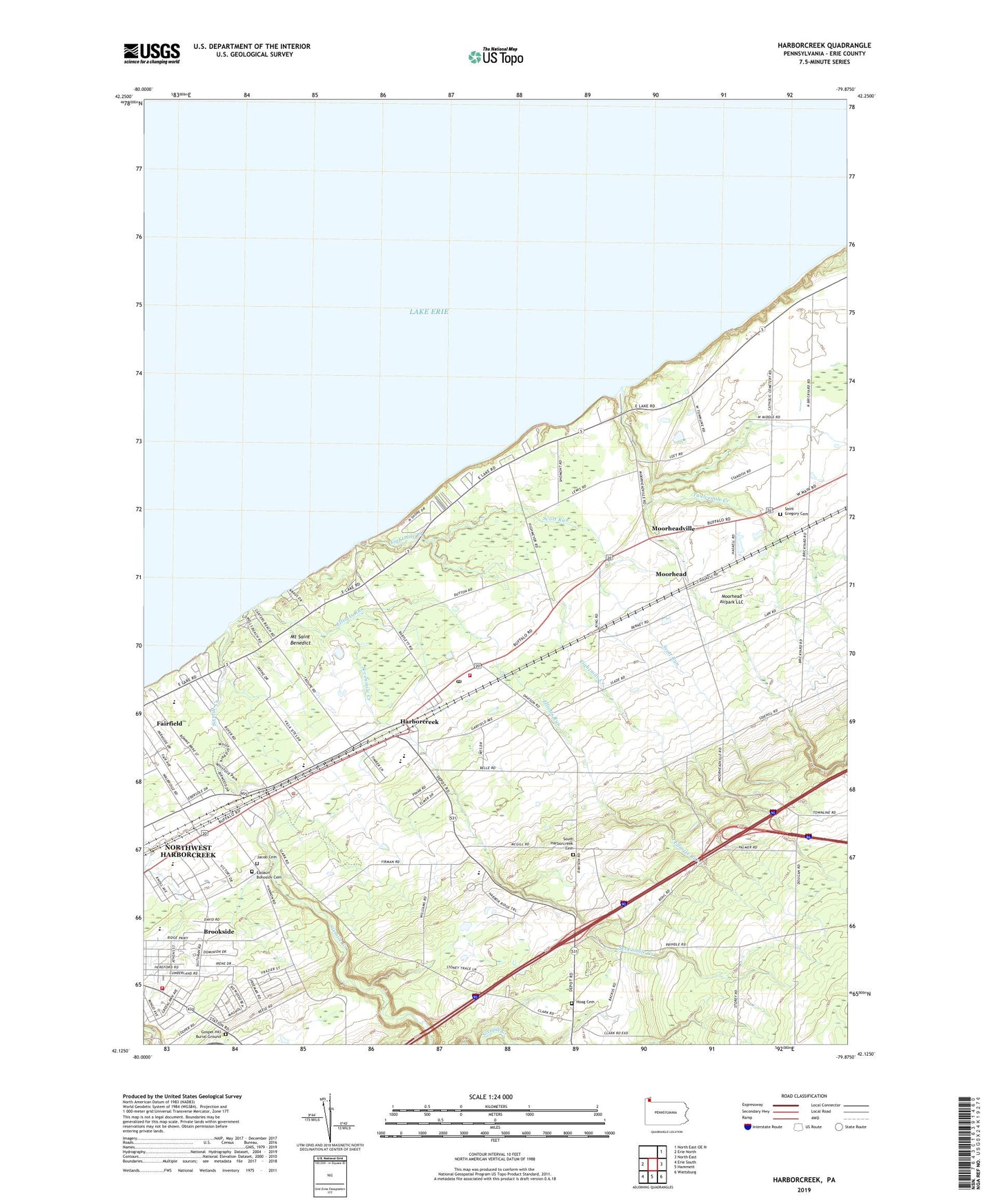 Harborcreek Pennsylvania US Topo Map Image