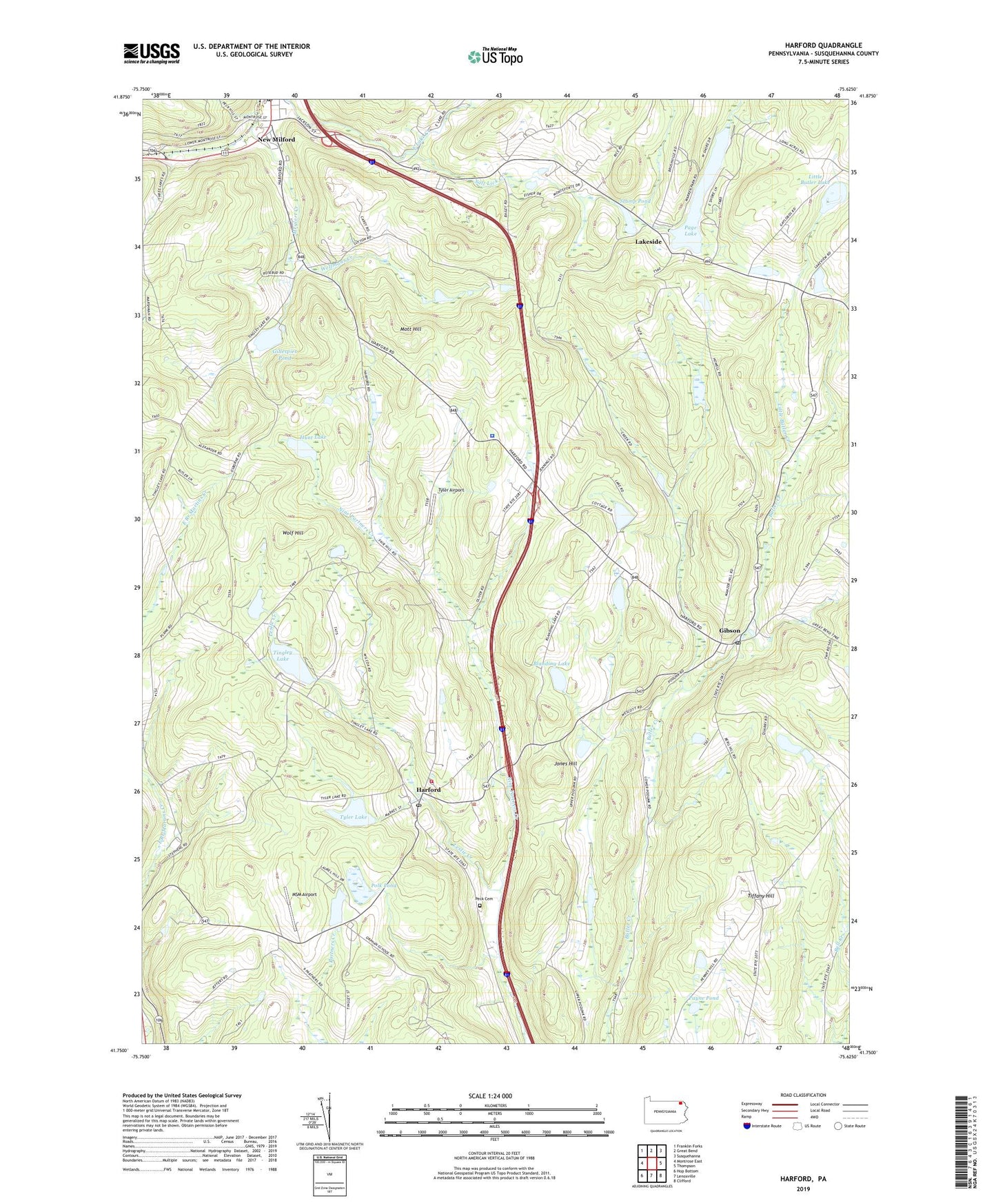 Harford Pennsylvania US Topo Map Image