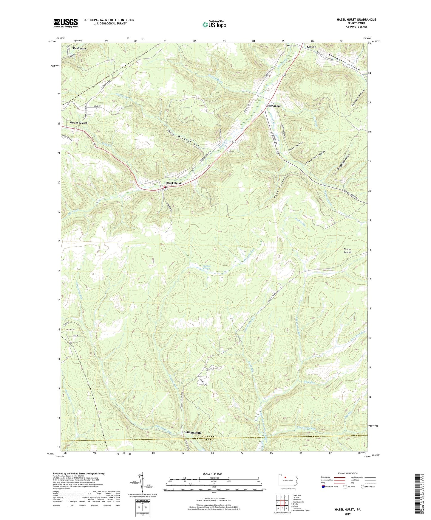 Hazel Hurst Pennsylvania US Topo Map Image