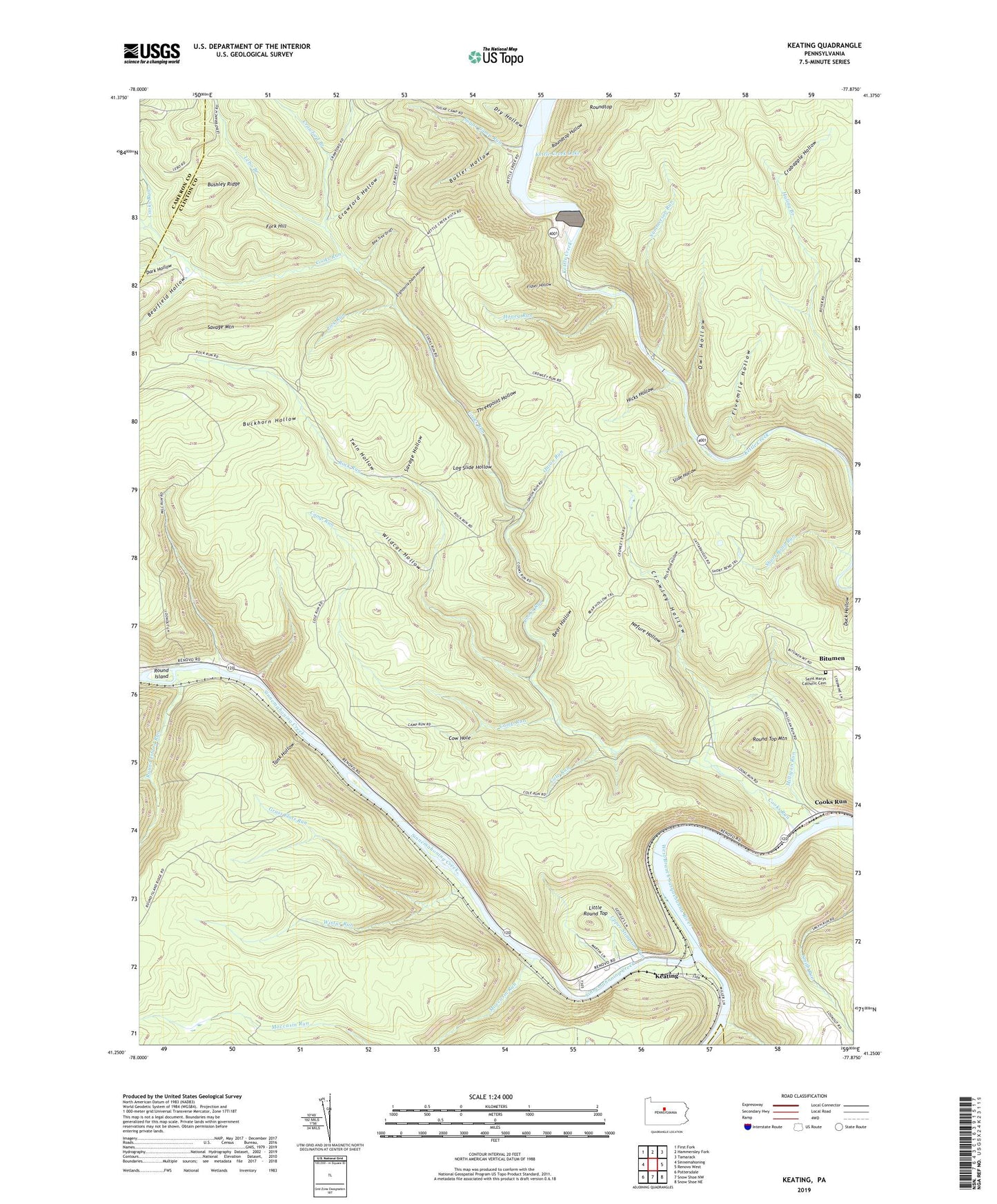 Keating Pennsylvania US Topo Map Image