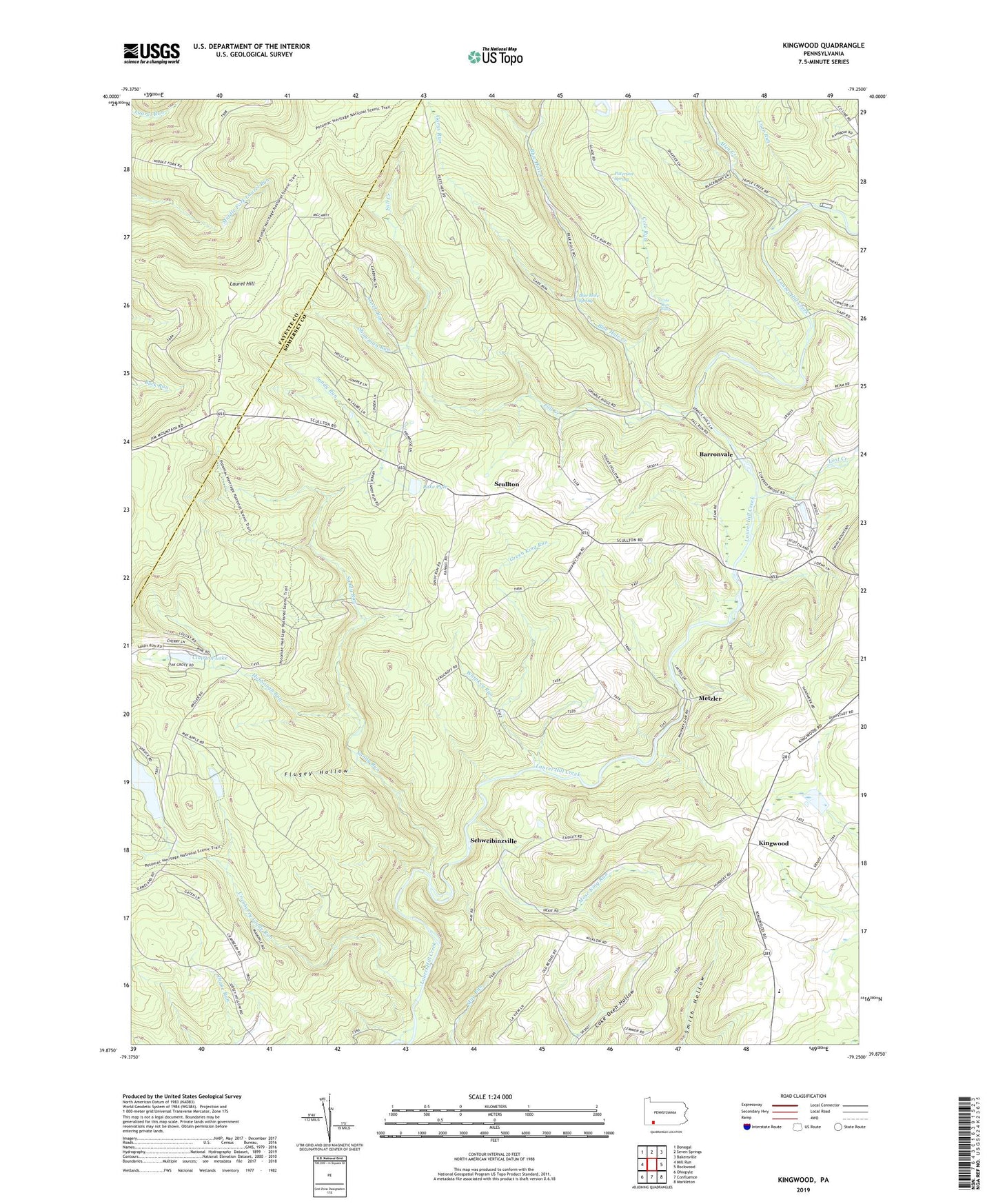 Kingwood Pennsylvania US Topo Map Image