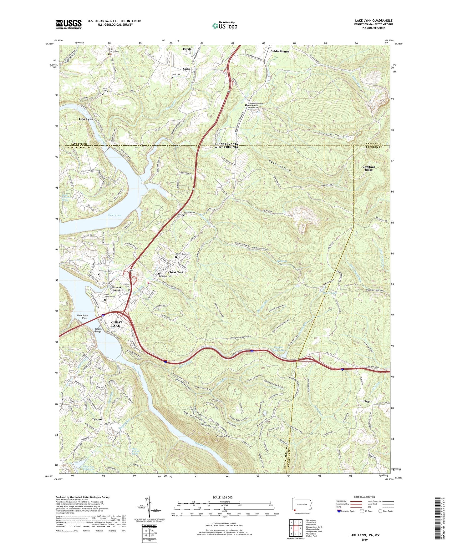 Lake Lynn Pennsylvania US Topo Map Image