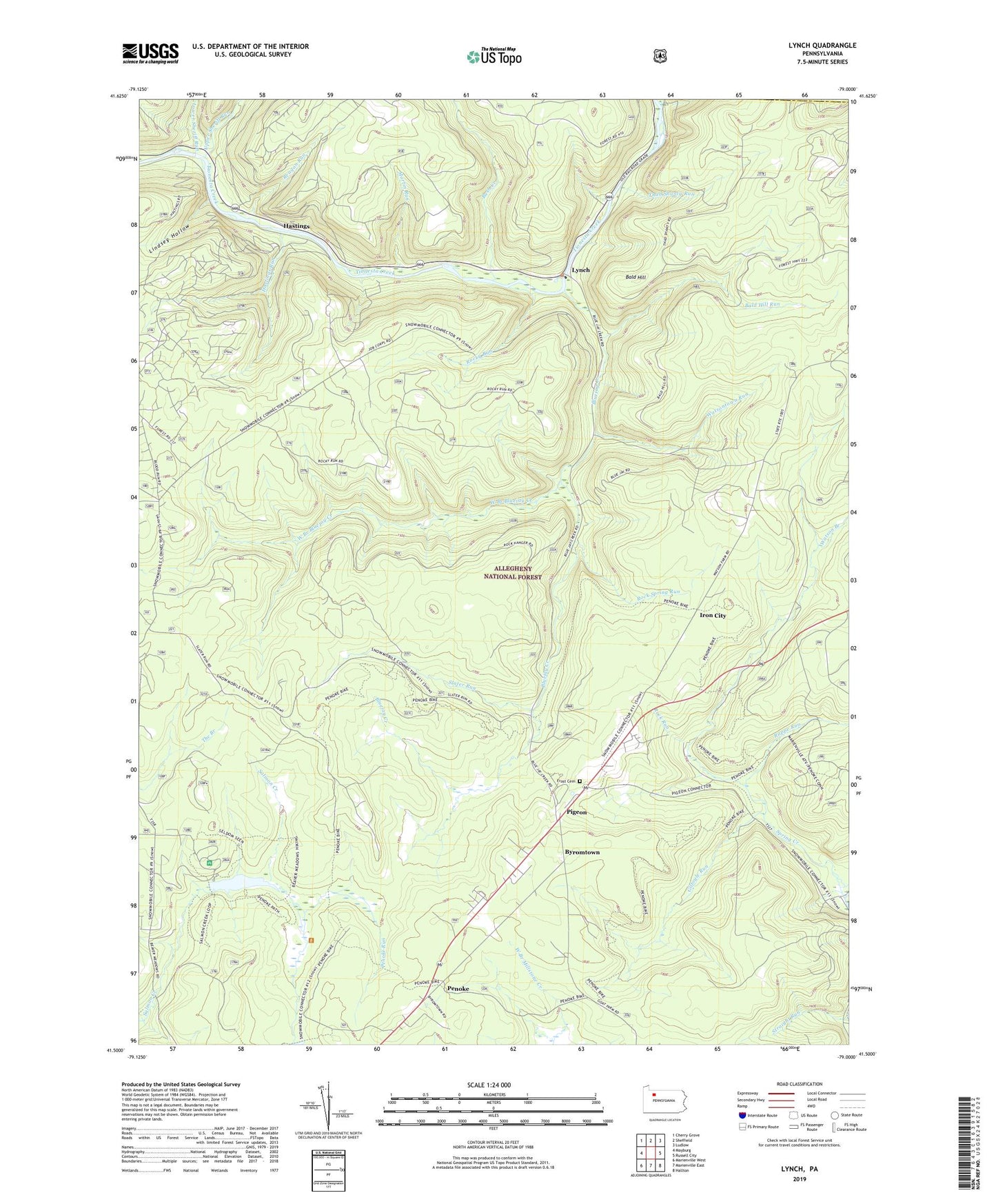 Lynch Pennsylvania US Topo Map Image