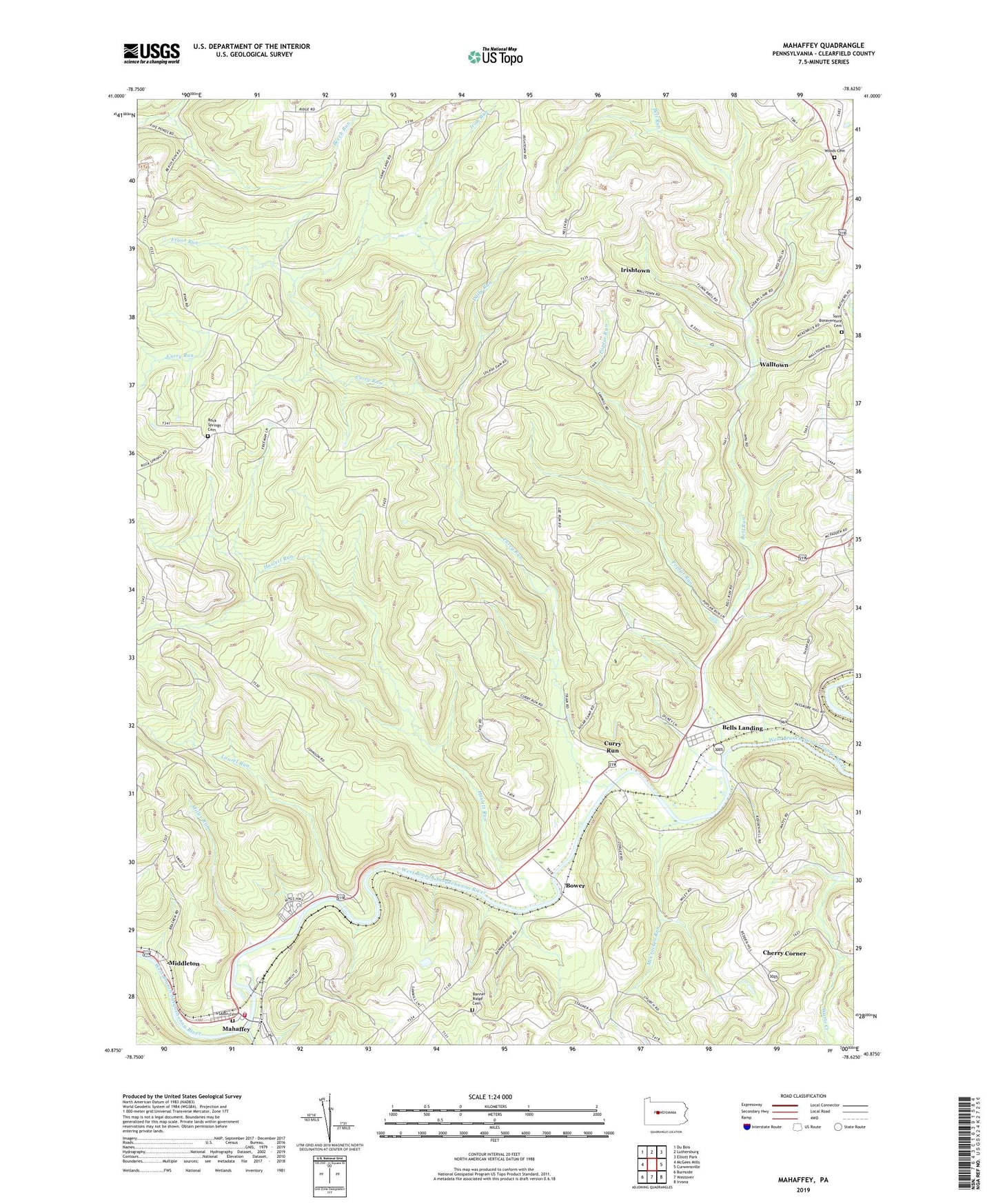Mahaffey Pennsylvania US Topo Map Image