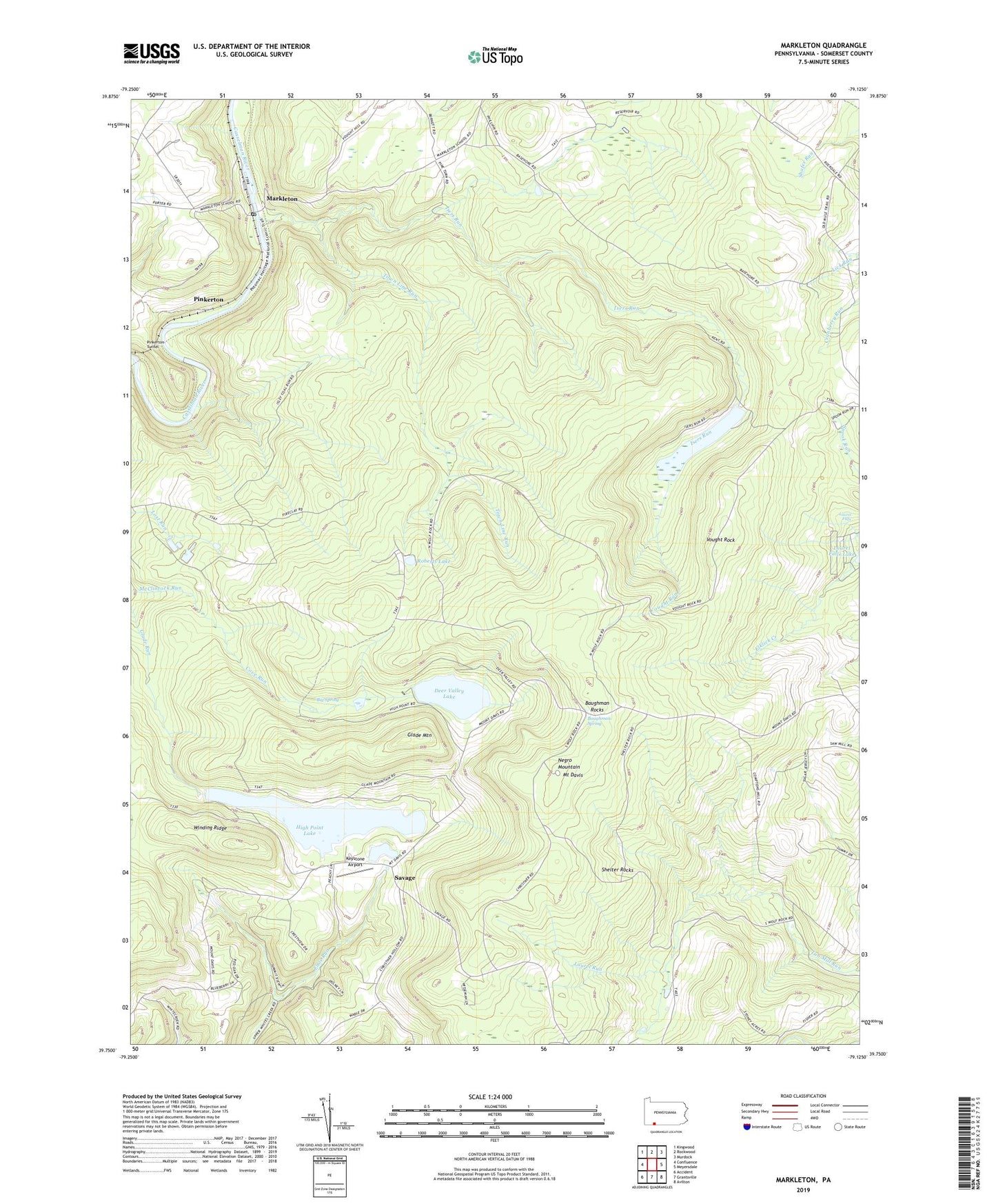Markleton Pennsylvania US Topo Map Image