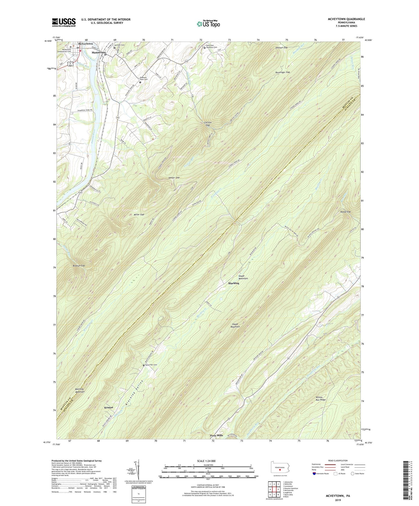 McVeytown Pennsylvania US Topo Map Image