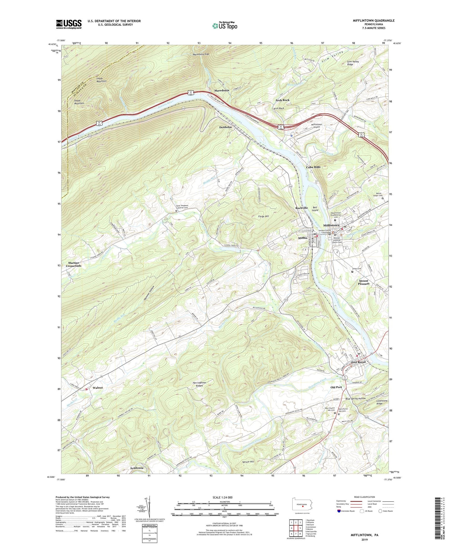 Mifflintown Pennsylvania US Topo Map Image