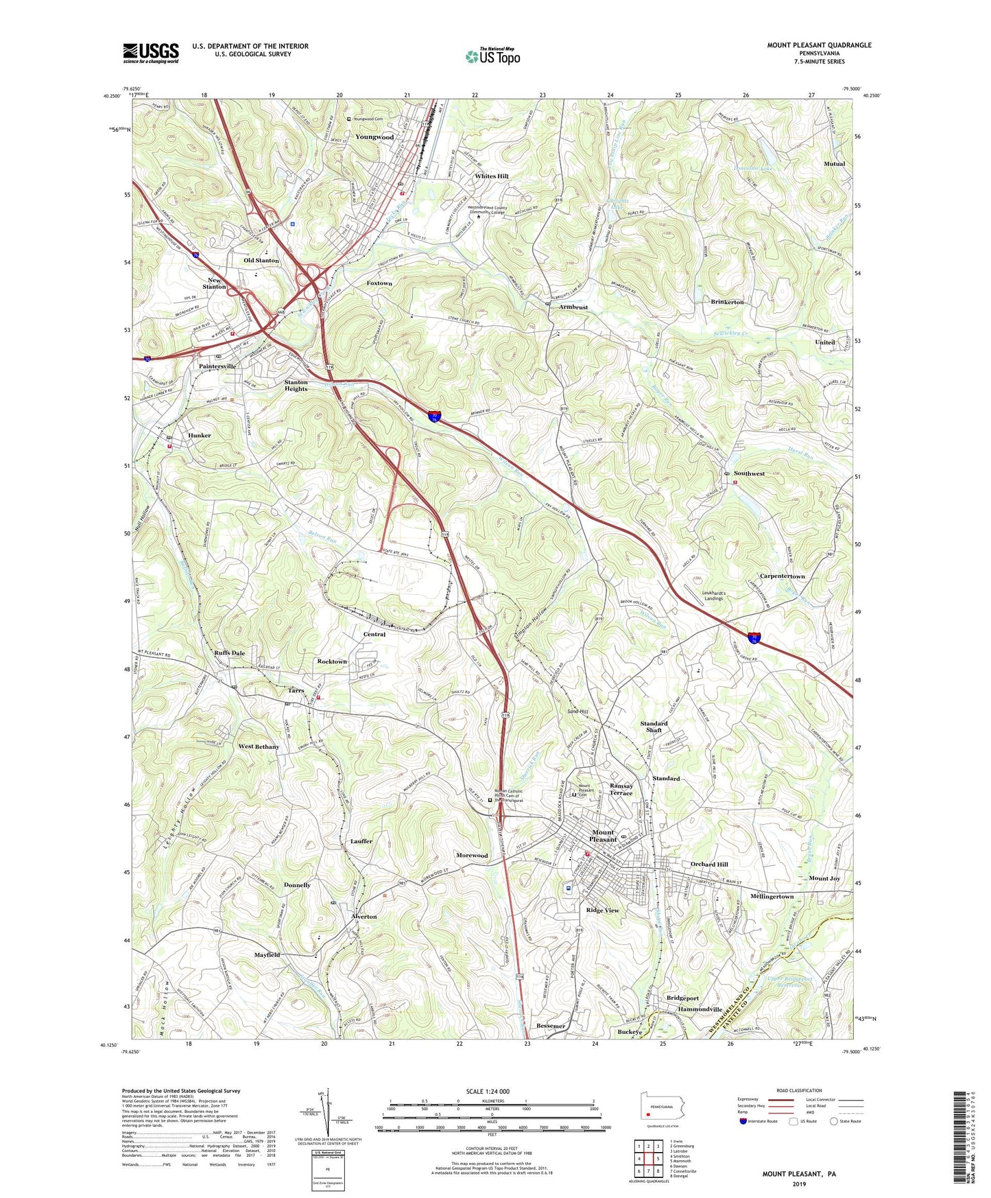 Mount Pleasant Pennsylvania US Topo Map Image