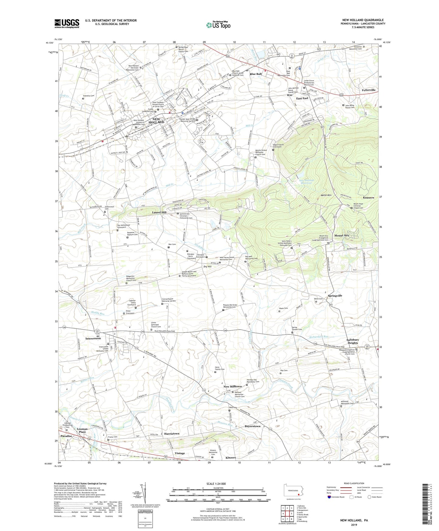 New Holland Pennsylvania US Topo Map Image