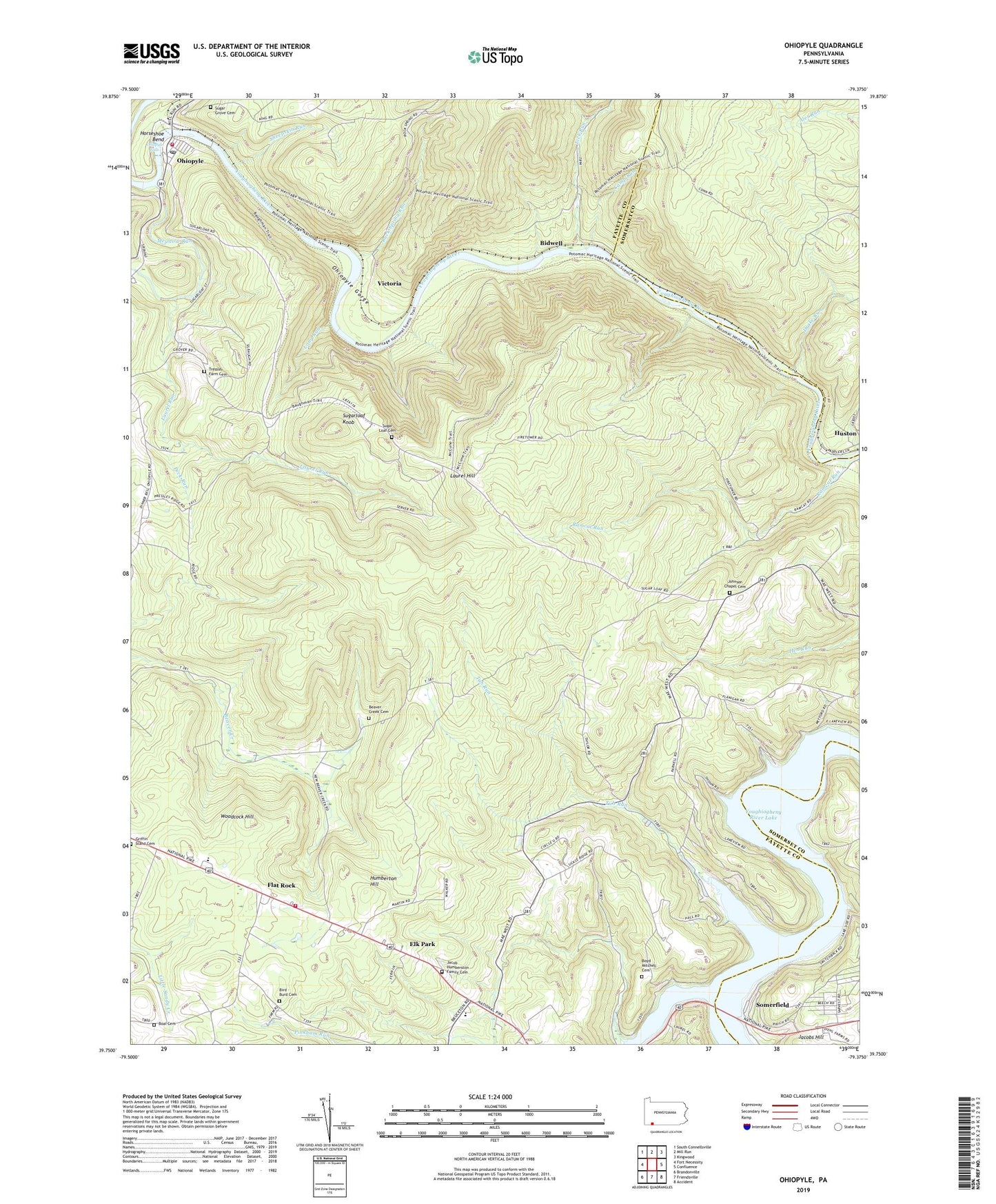 Ohiopyle Pennsylvania US Topo Map Image