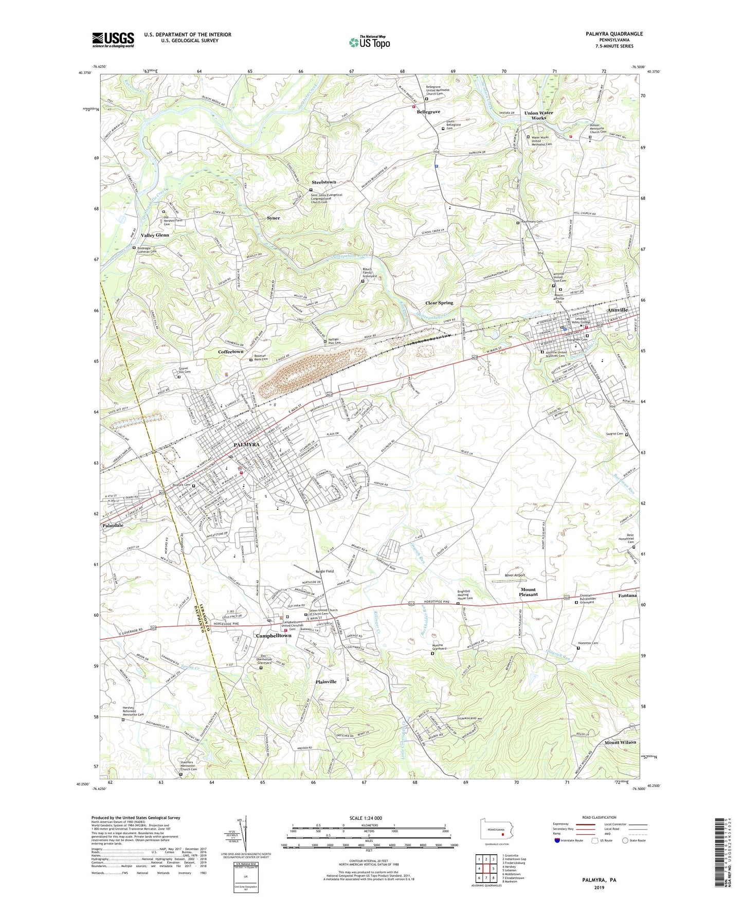 Palmyra Pennsylvania US Topo Map Image