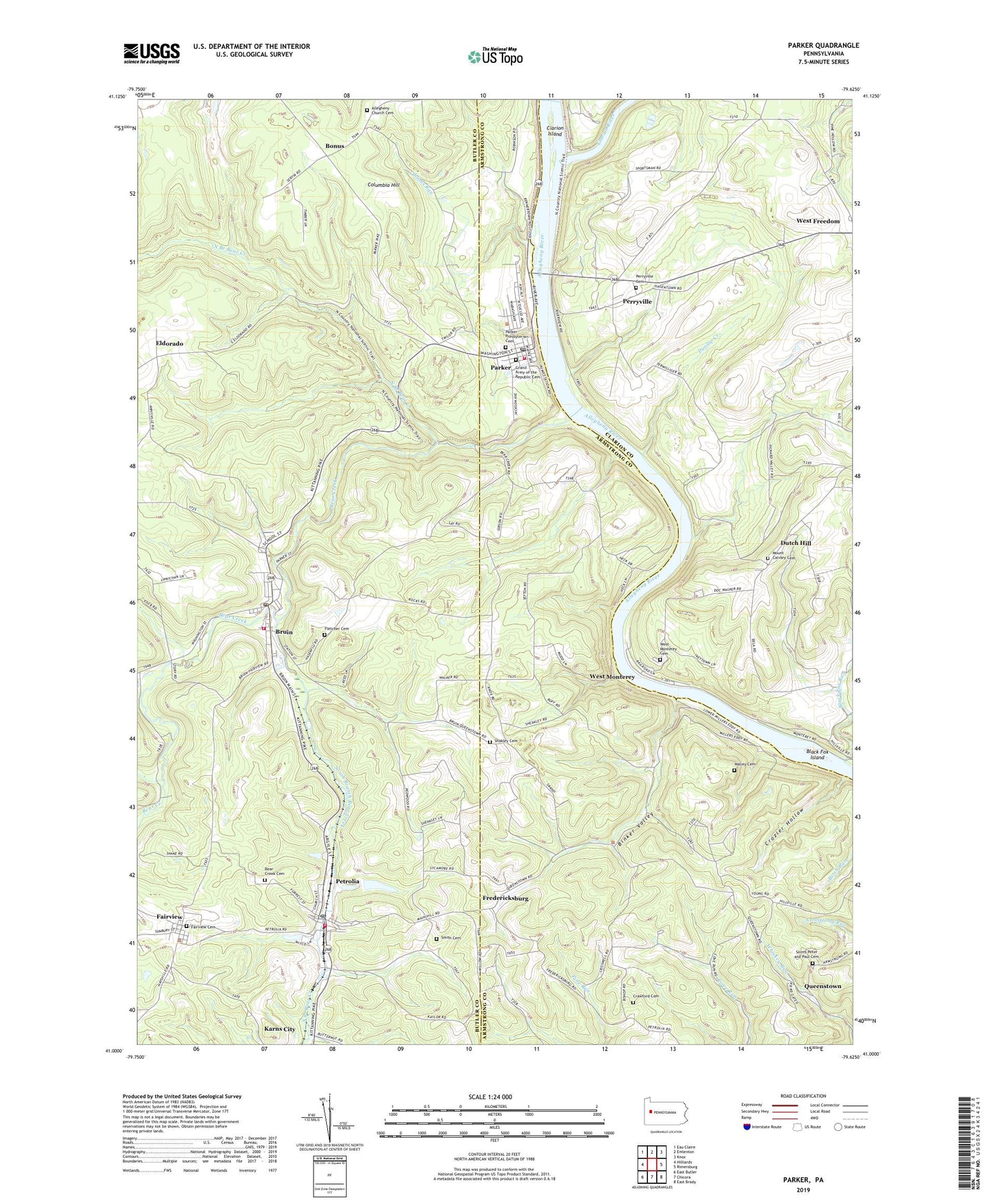 Parker Pennsylvania US Topo Map Image
