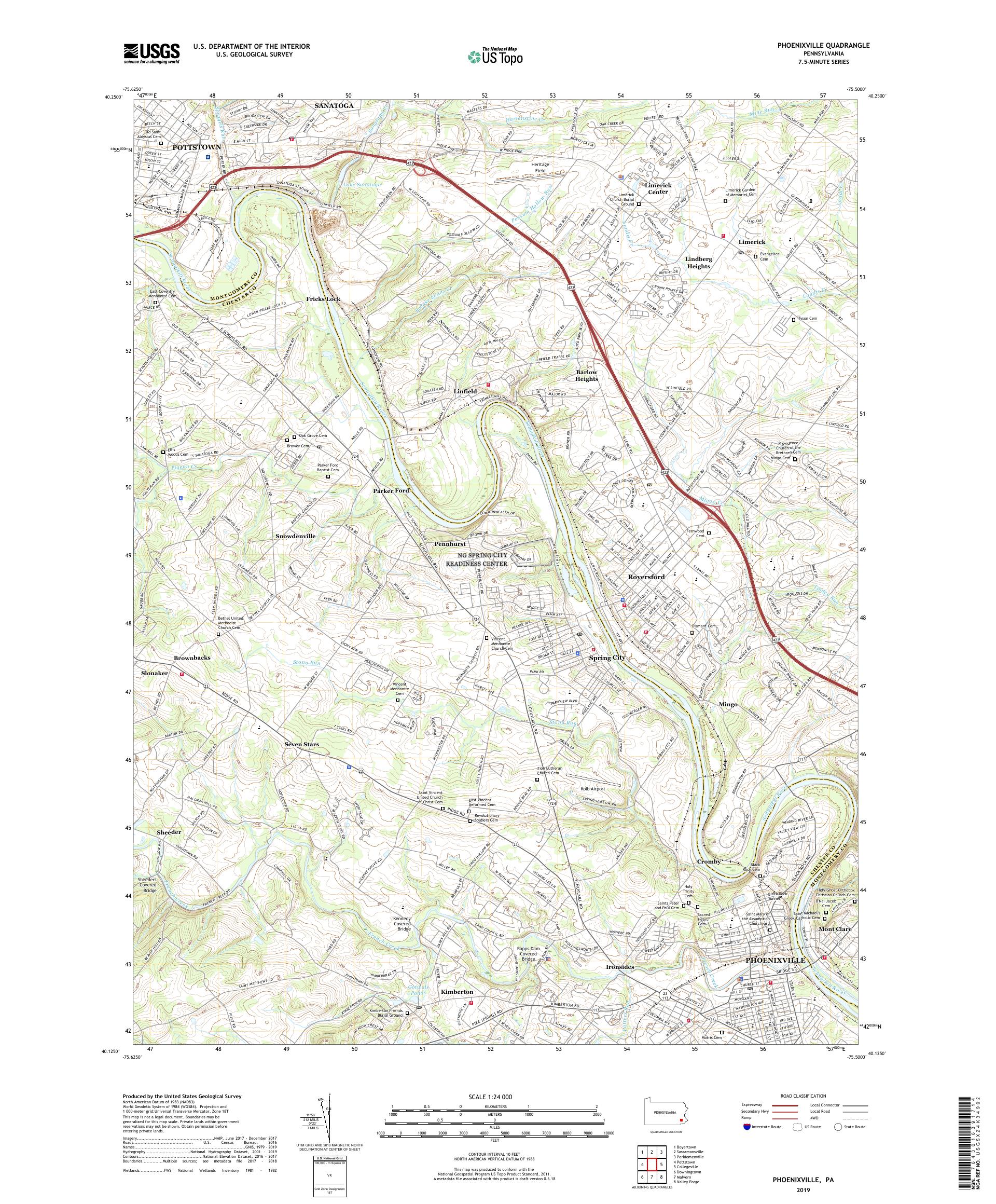 Phoenixville Pennsylvania US Topo Map – MyTopo Map Store