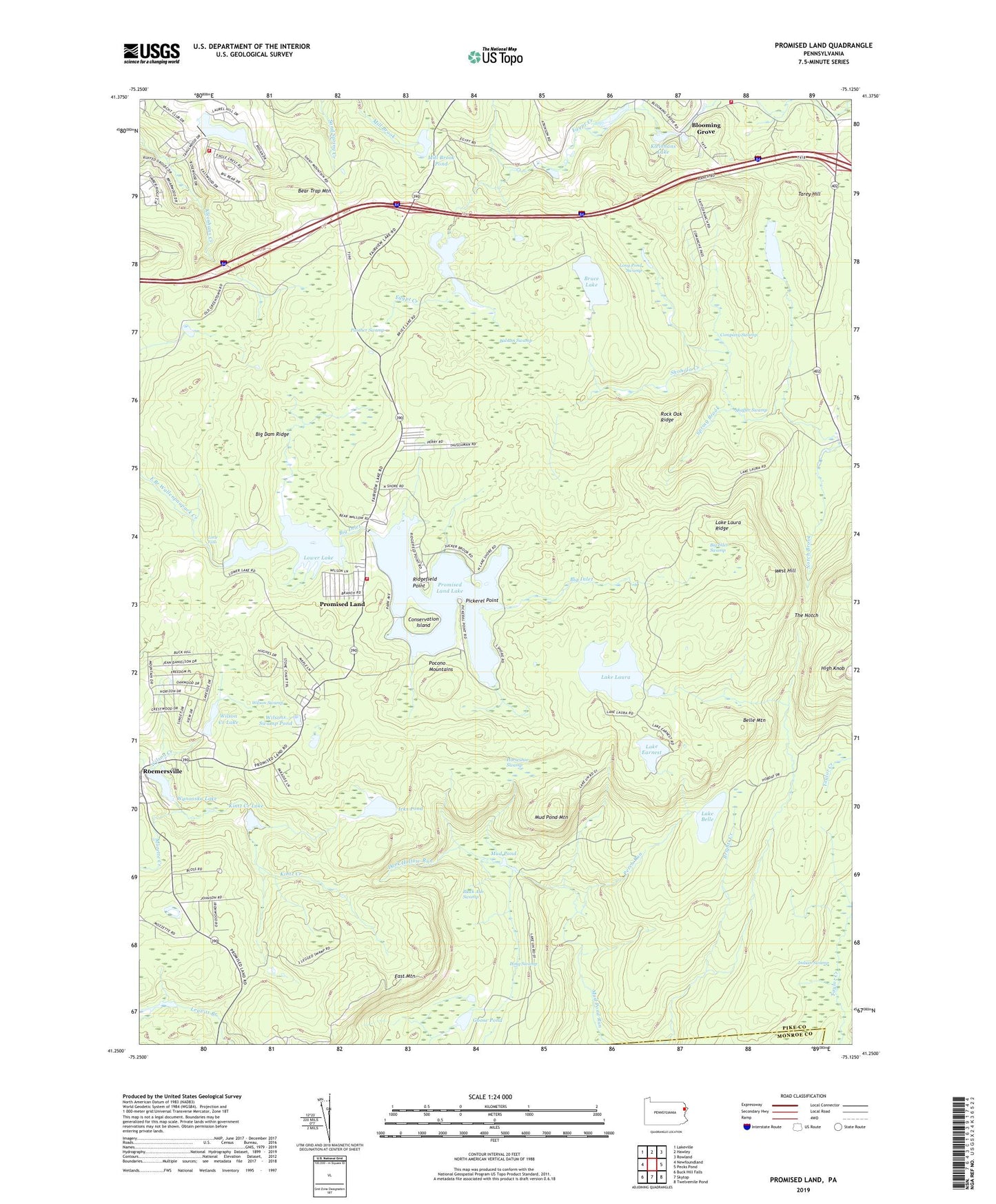 Promised Land Pennsylvania US Topo Map Image