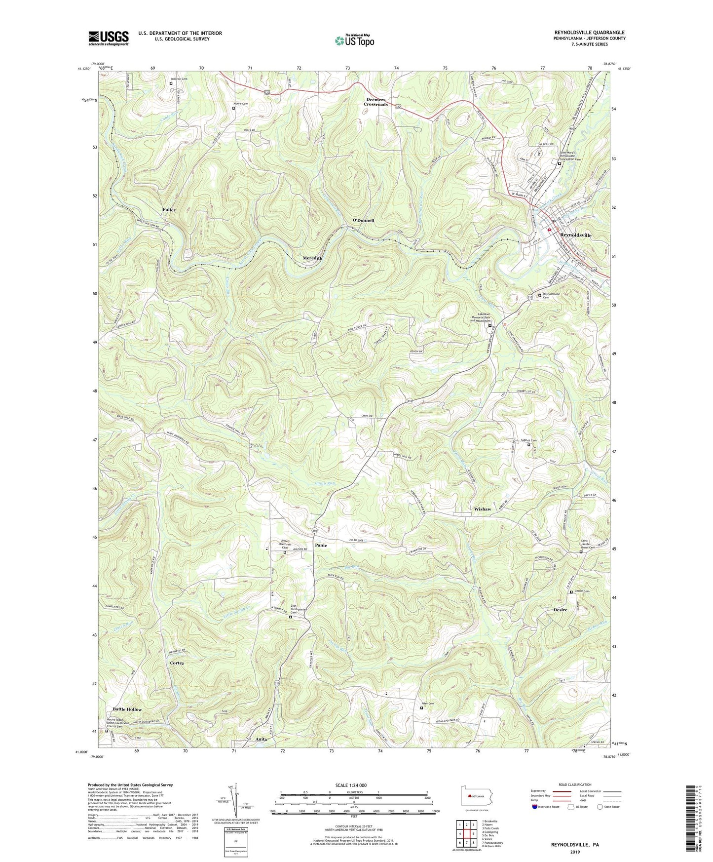 Reynoldsville Pennsylvania US Topo Map Image